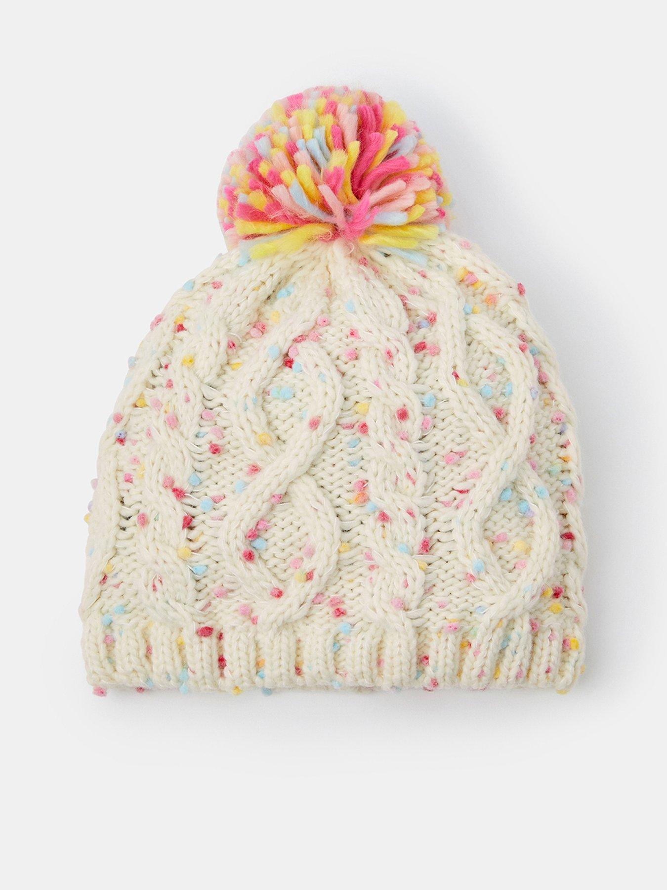 Accessorize Girls Cable Knit Sprinkles Hat - Light Cream
