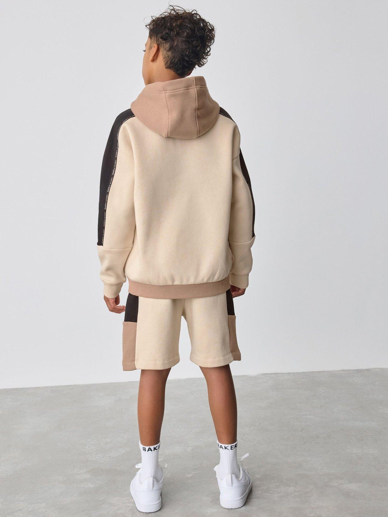 Image 2 of 6 of Ted Baker Boys Varsity Hoodie And Short Set - Beige