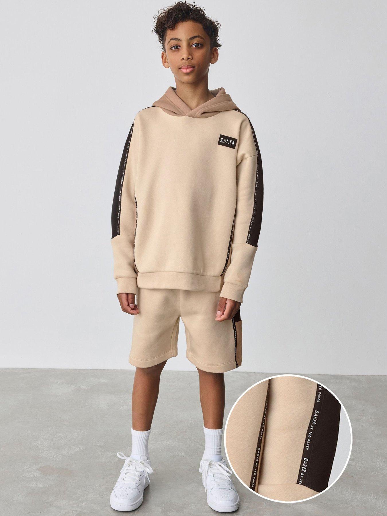 Image 3 of 6 of Ted Baker Boys Varsity Hoodie And Short Set - Beige