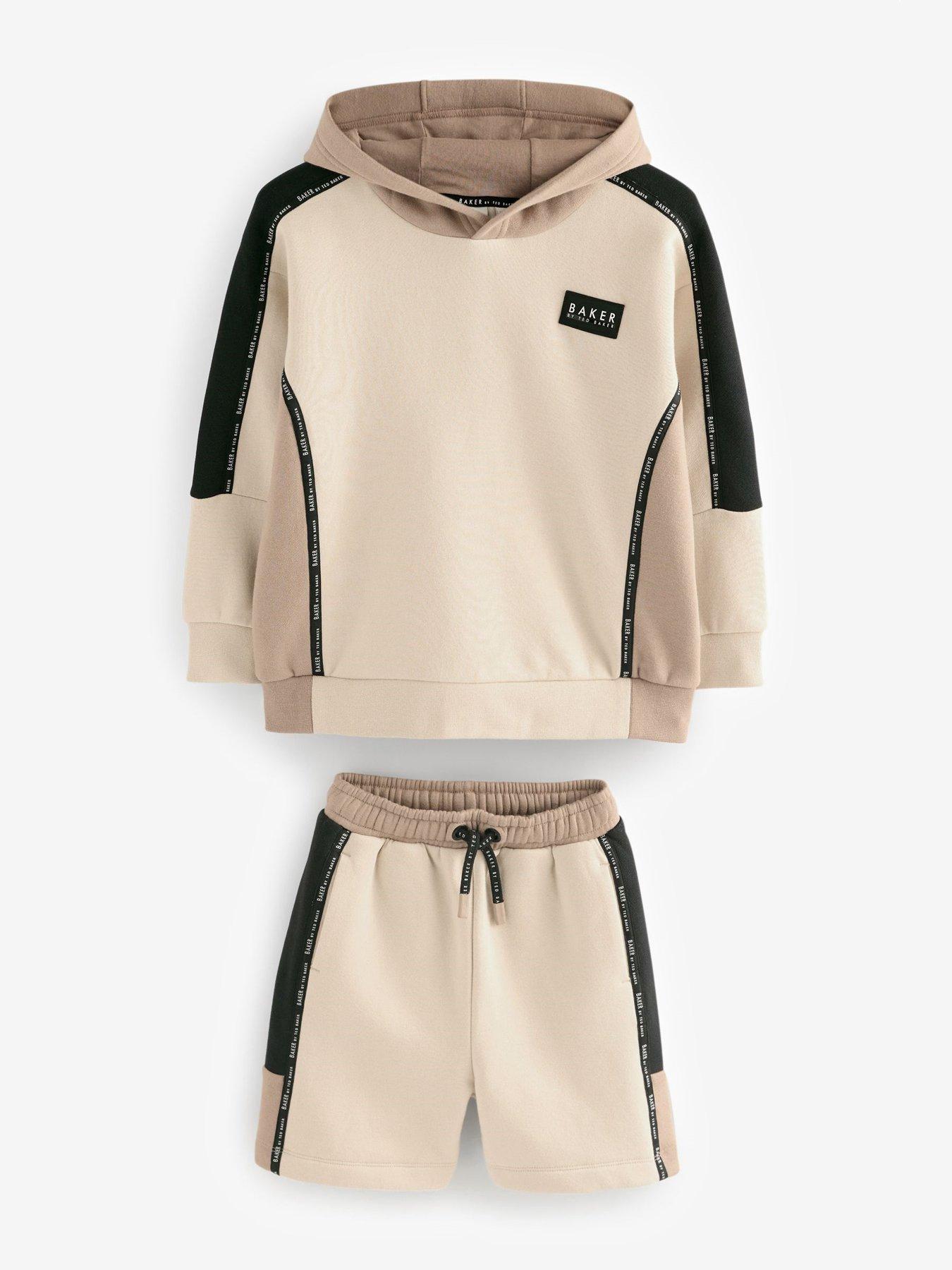 Image 5 of 6 of Ted Baker Boys Varsity Hoodie And Short Set - Beige