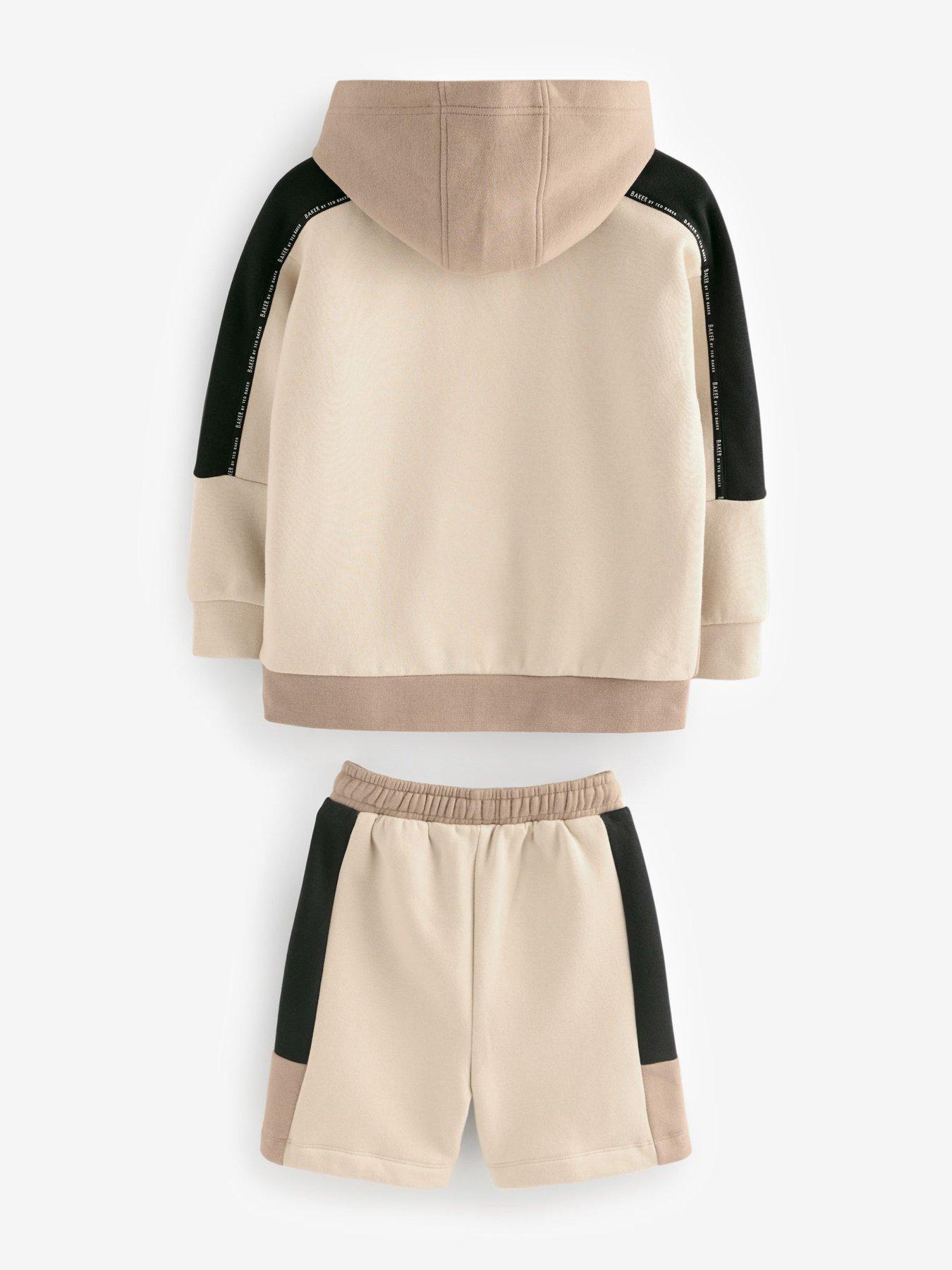 Image 6 of 6 of Ted Baker Boys Varsity Hoodie And Short Set - Beige