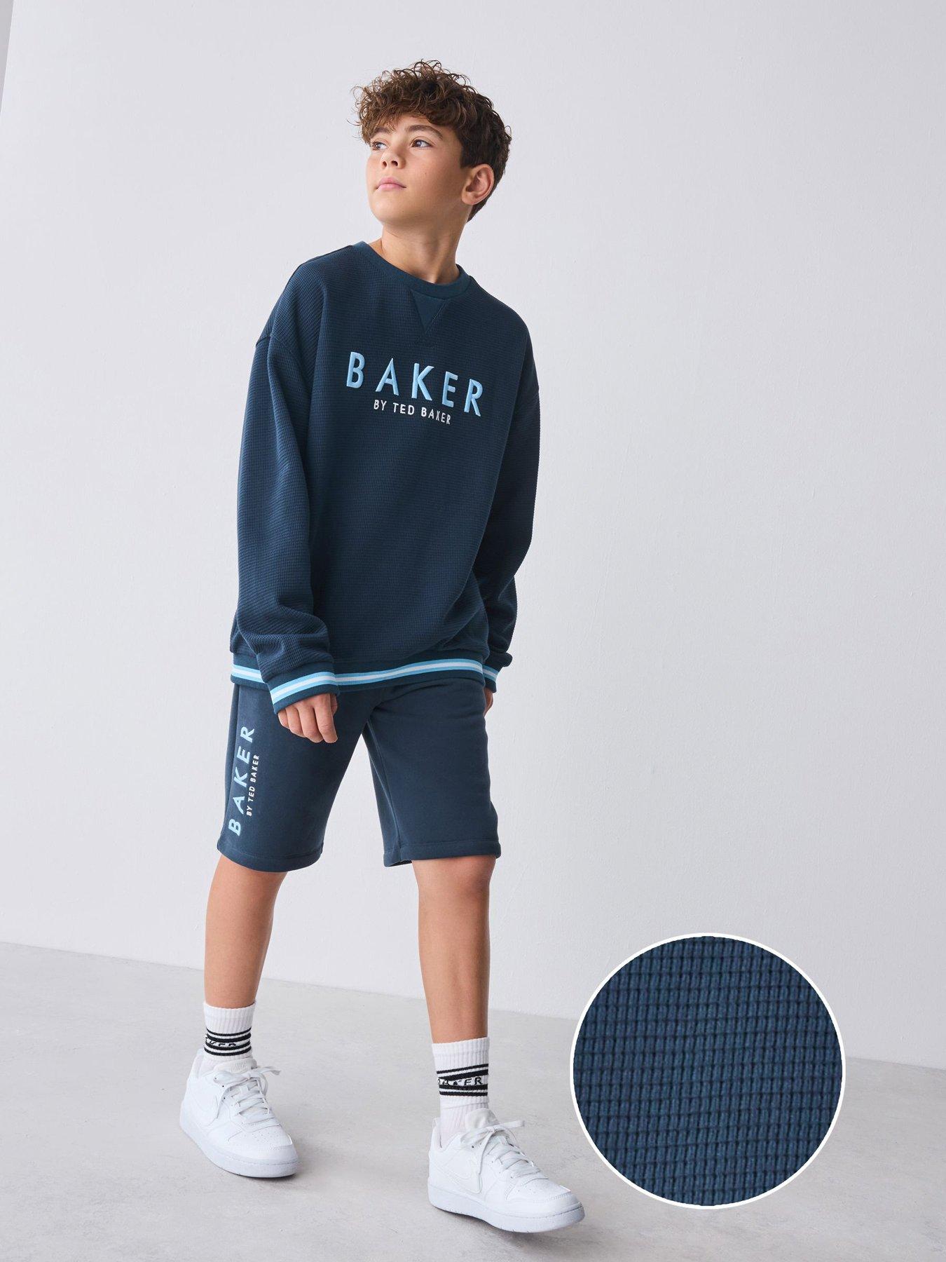 Image 1 of 6 of Ted Baker Boys Sweat Top And Shorts Set - Blue