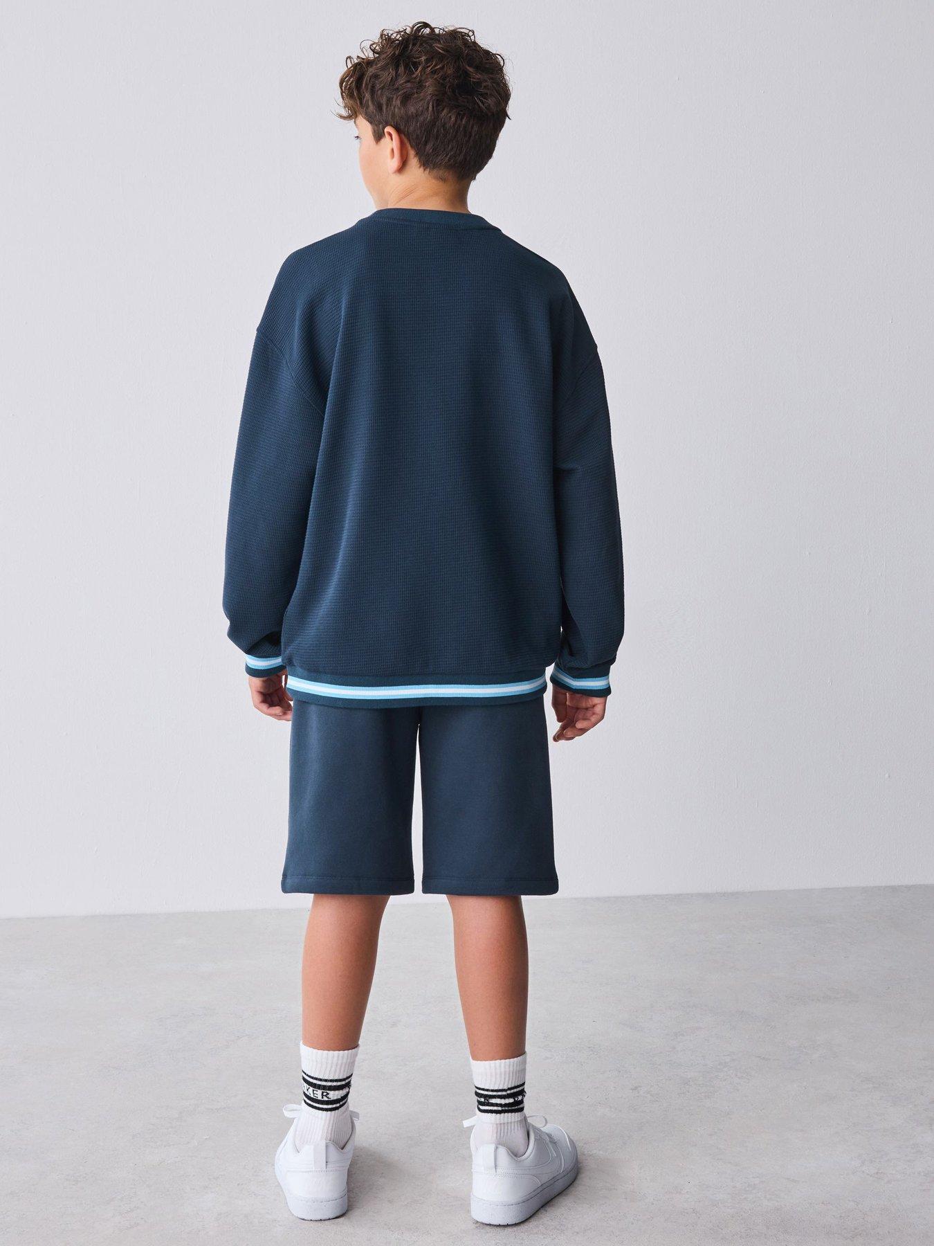 Image 2 of 6 of Ted Baker Boys Sweat Top And Shorts Set - Blue