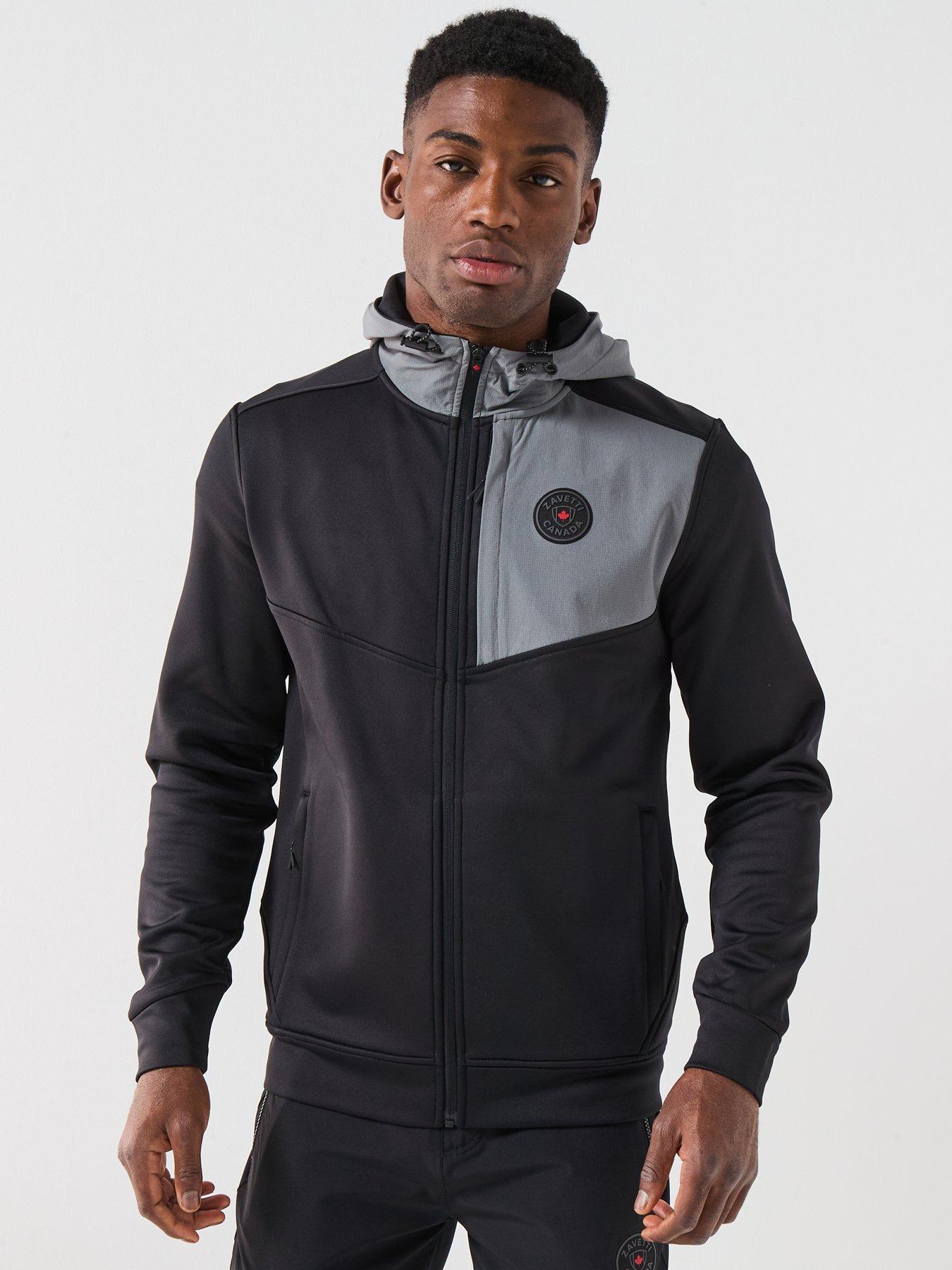Zavetti Canada Ronia Zip Through Rubberised Logo Panelled Hoodie - Black