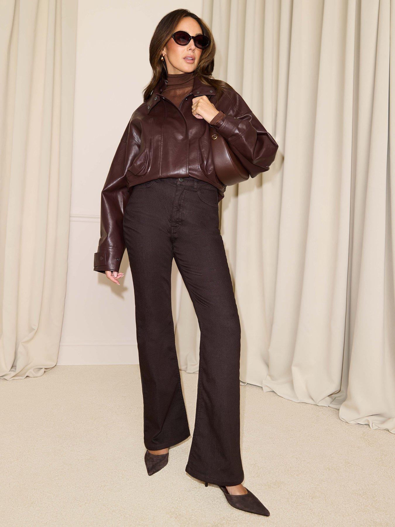 Image 3 of 5 of Michelle Keegan Slim Leg Flood Jeans - Brown