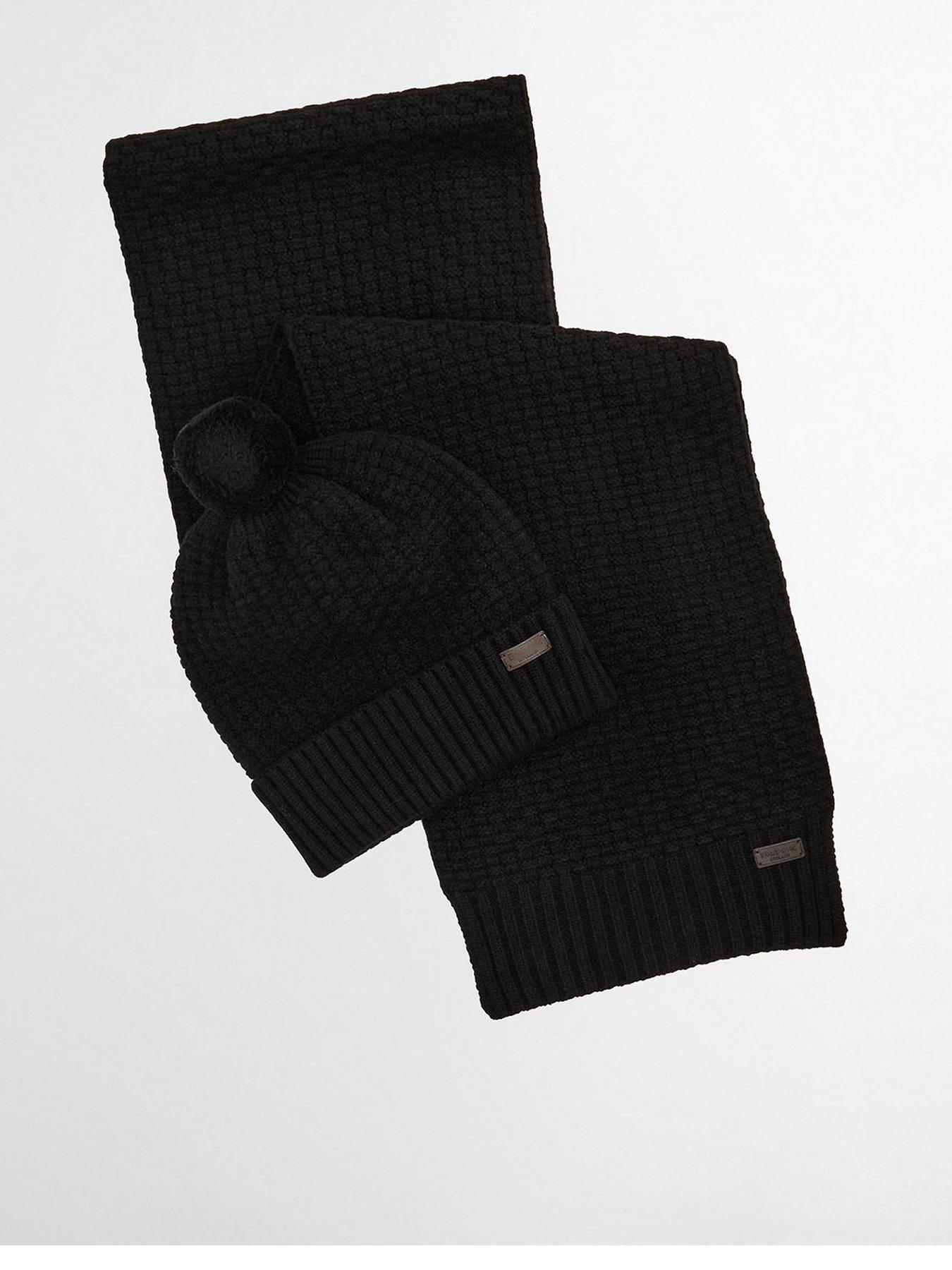 Image 1 of 4 of Barbour Ramside Beanie And Scarf Gift Set - Black