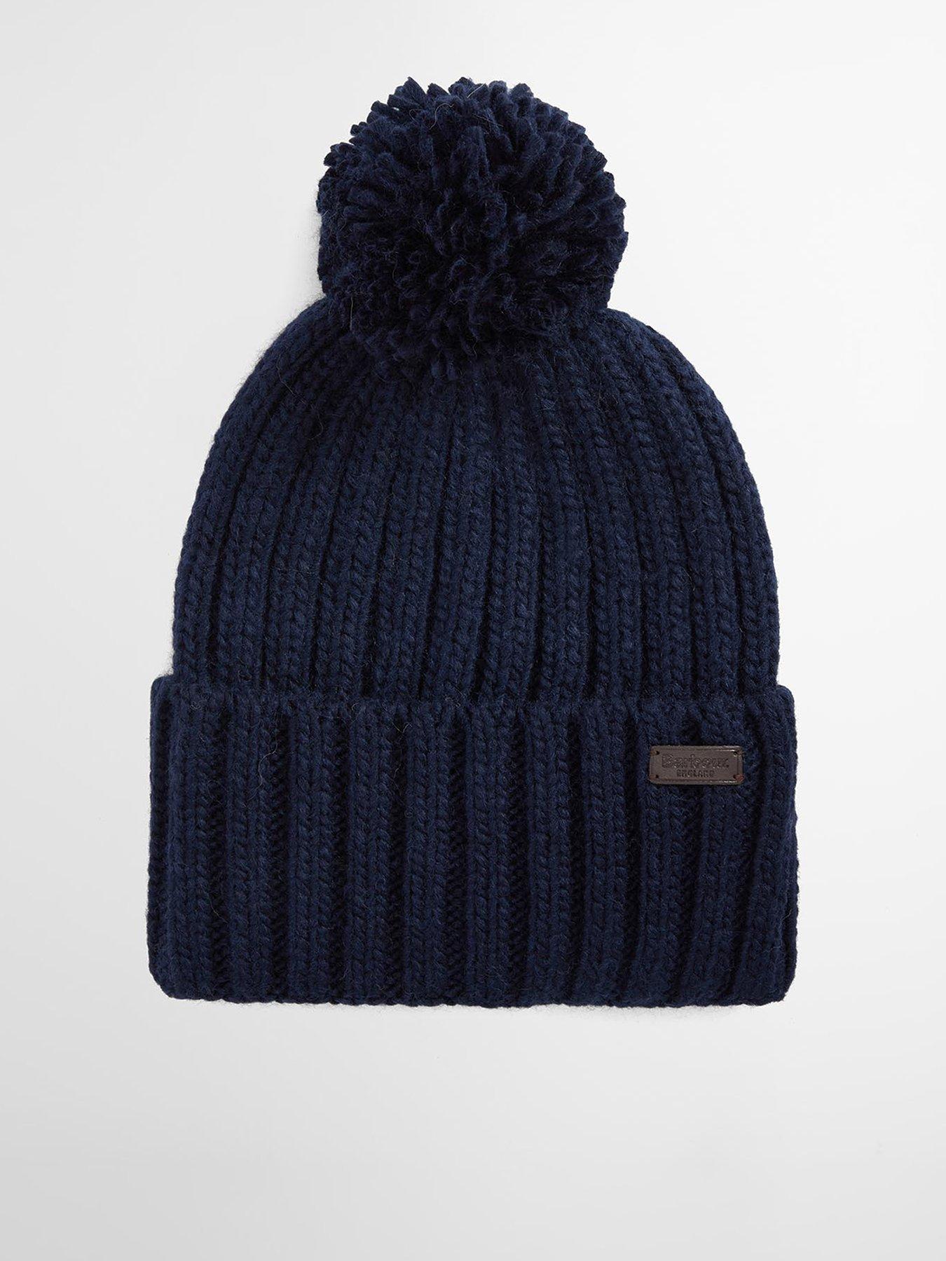 Image 1 of 4 of Barbour Kelson Pom Knitted Beanie Hat - Navy