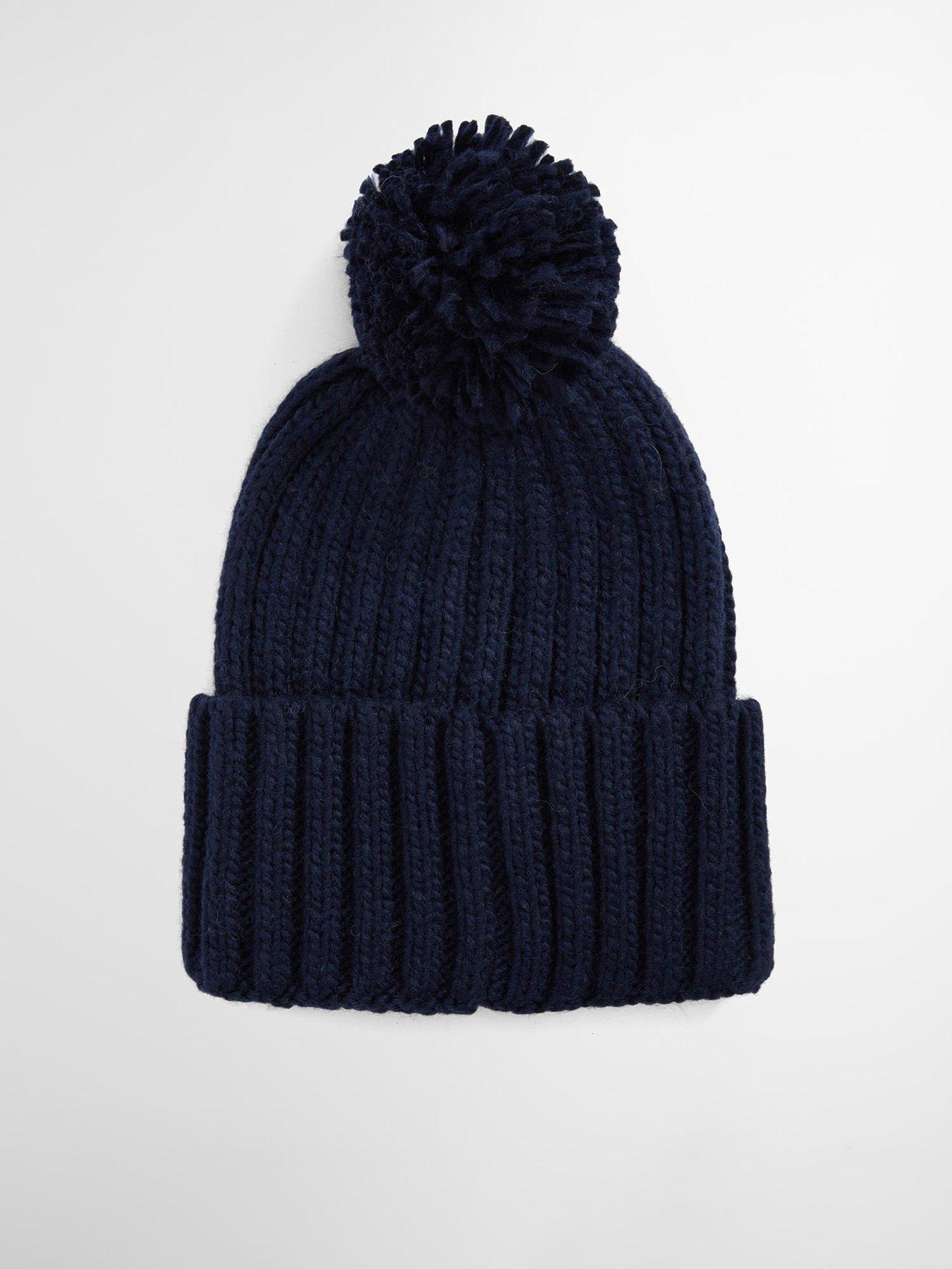 Image 2 of 4 of Barbour Kelson Pom Knitted Beanie Hat - Navy