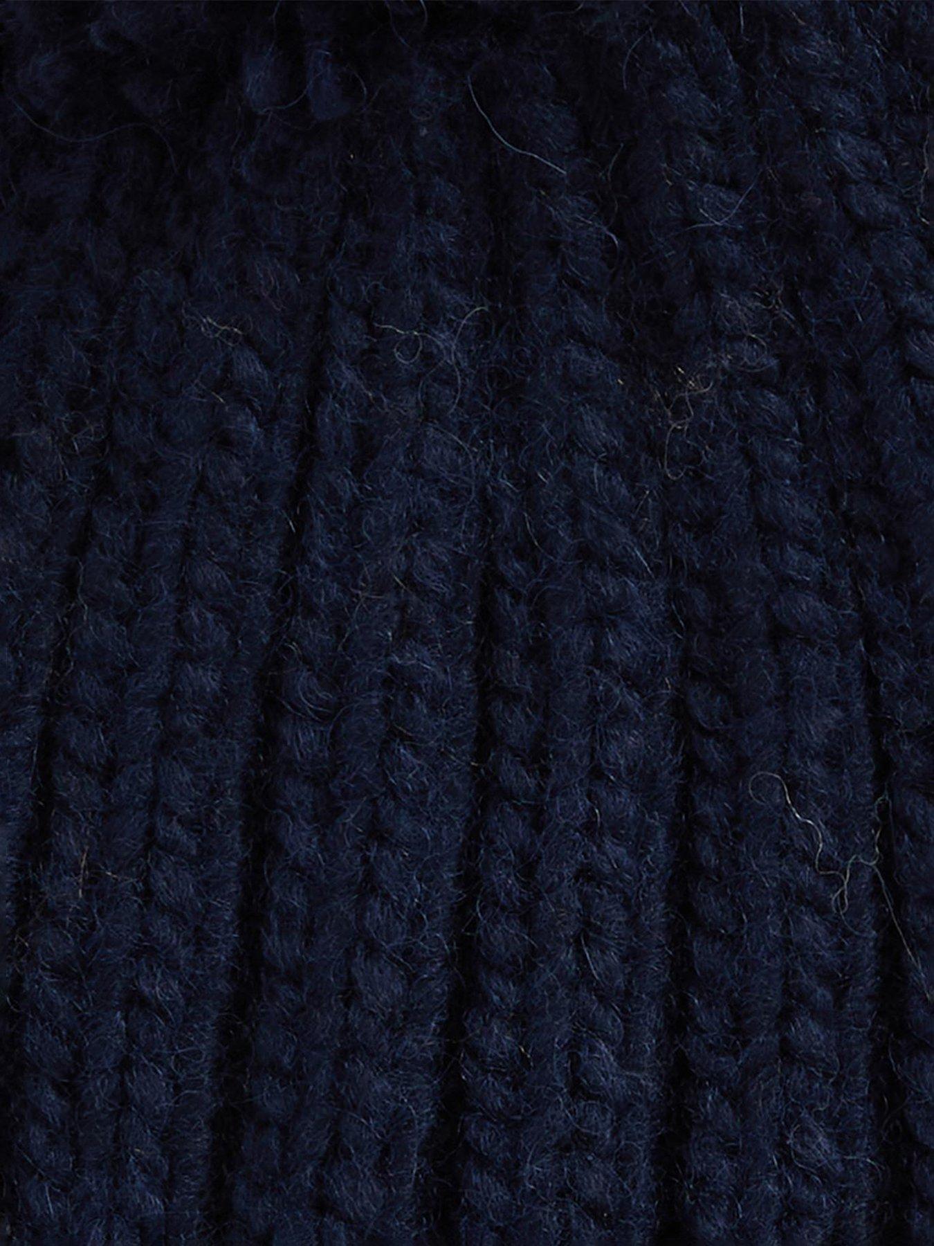 Image 4 of 4 of Barbour Kelson Pom Knitted Beanie Hat - Navy