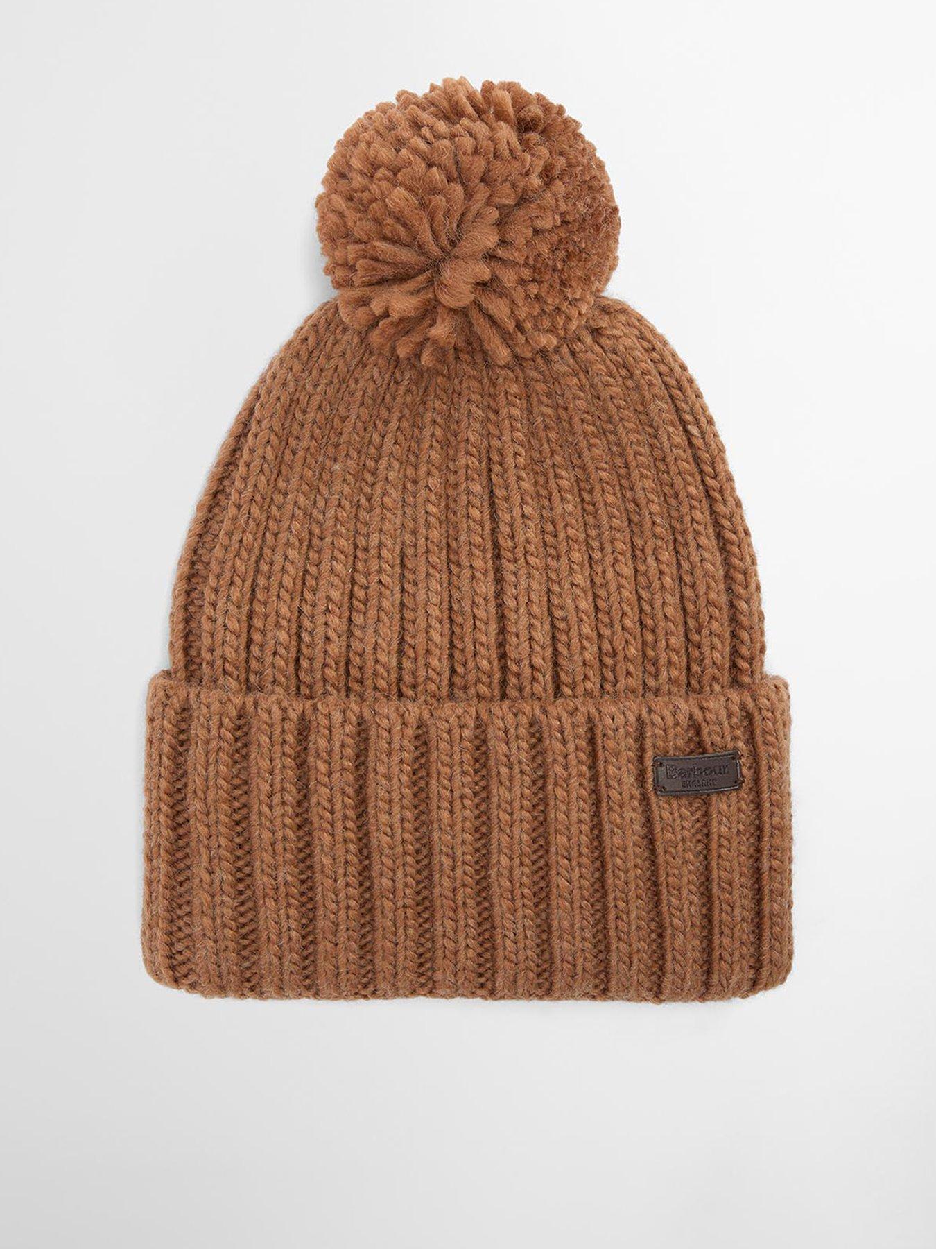 barbour-kelson-pom-knitted-beanie-hat-brown