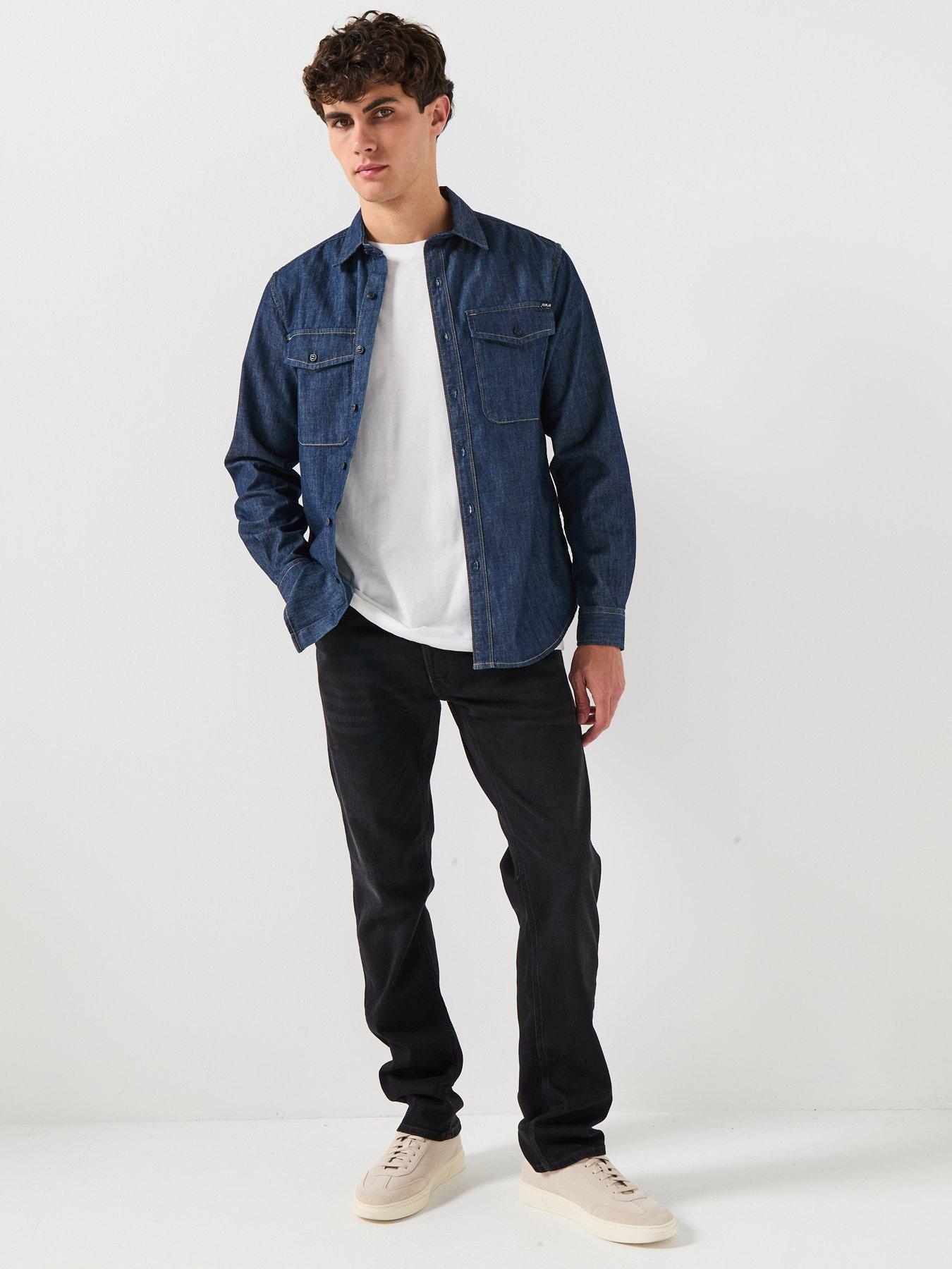 Image 3 of 6 of Replay Double Pocket Denim Shirt - Blue
