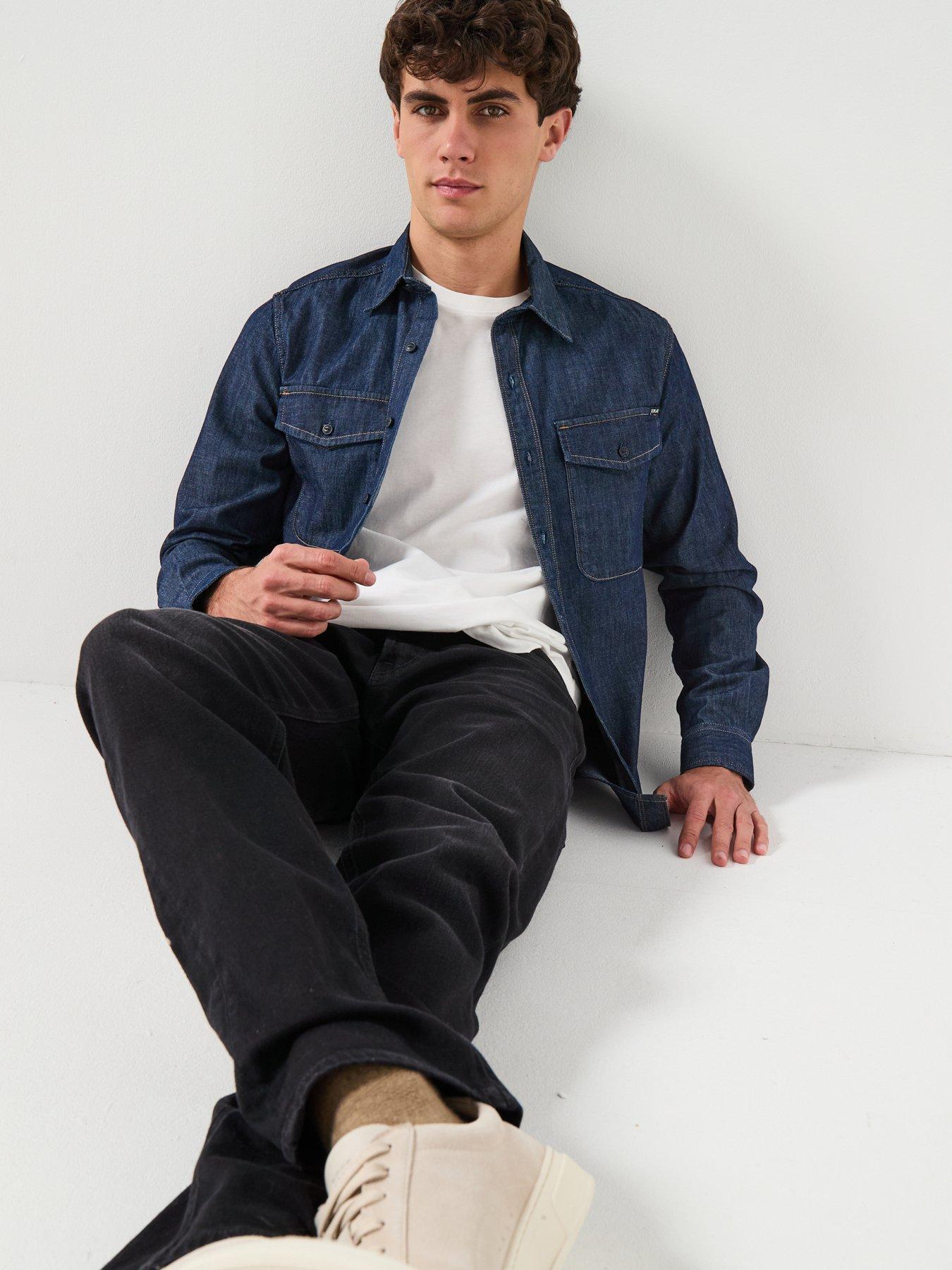 Image 6 of 6 of Replay Double Pocket Denim Shirt - Blue
