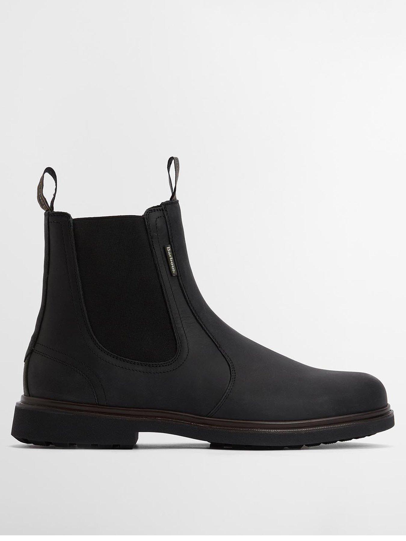 Barbour Hale Waxed Leather Chelsea Boots - Black