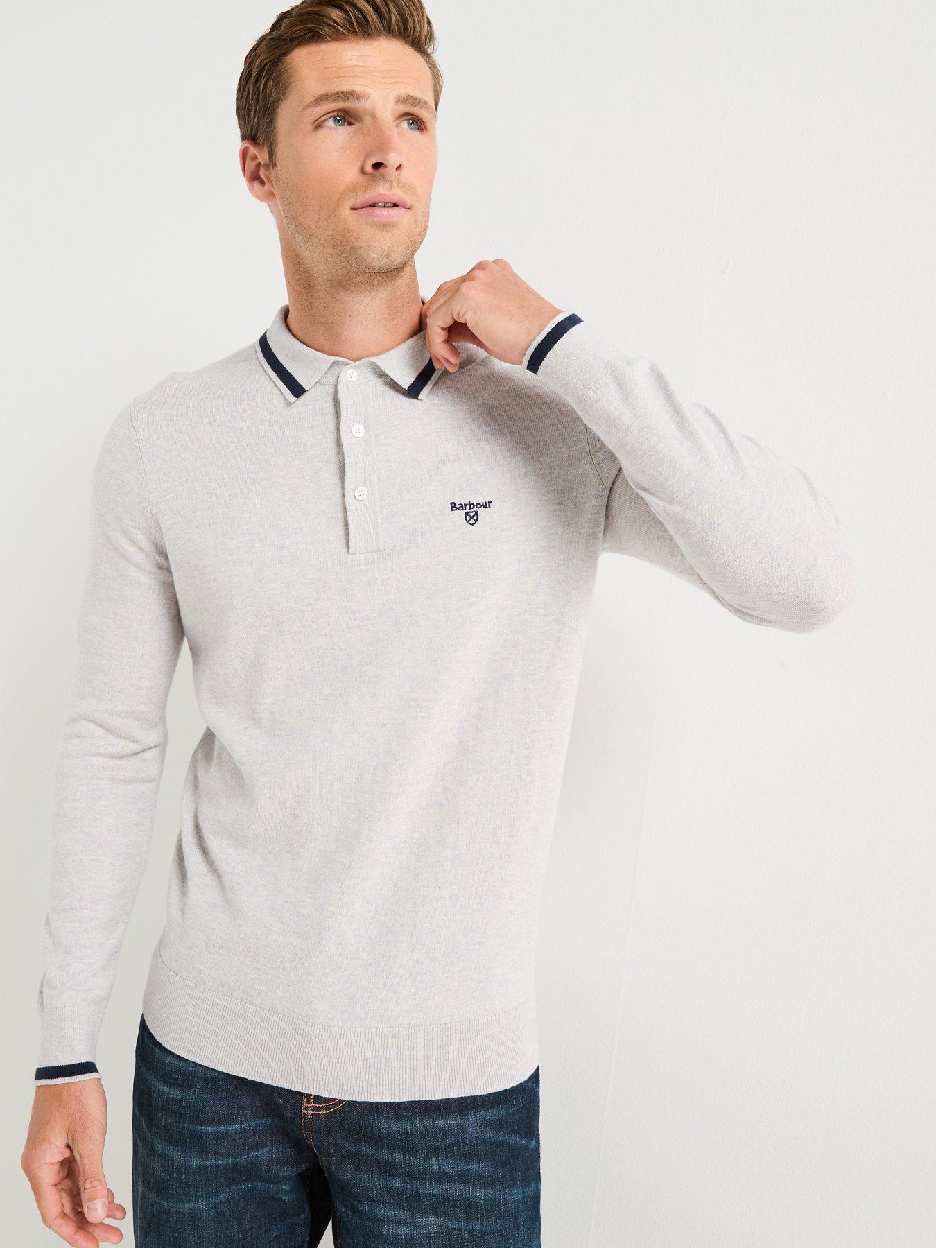 Barbour Rocton Knitted Long Sleeve Polo Shirt - Grey