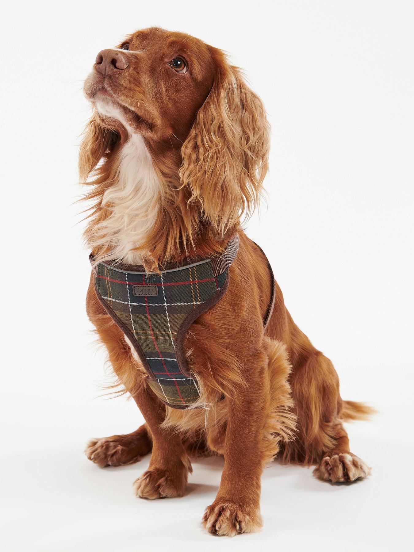 barbour-travel-and-exercise-tartan-dog-harness-brownstillFront