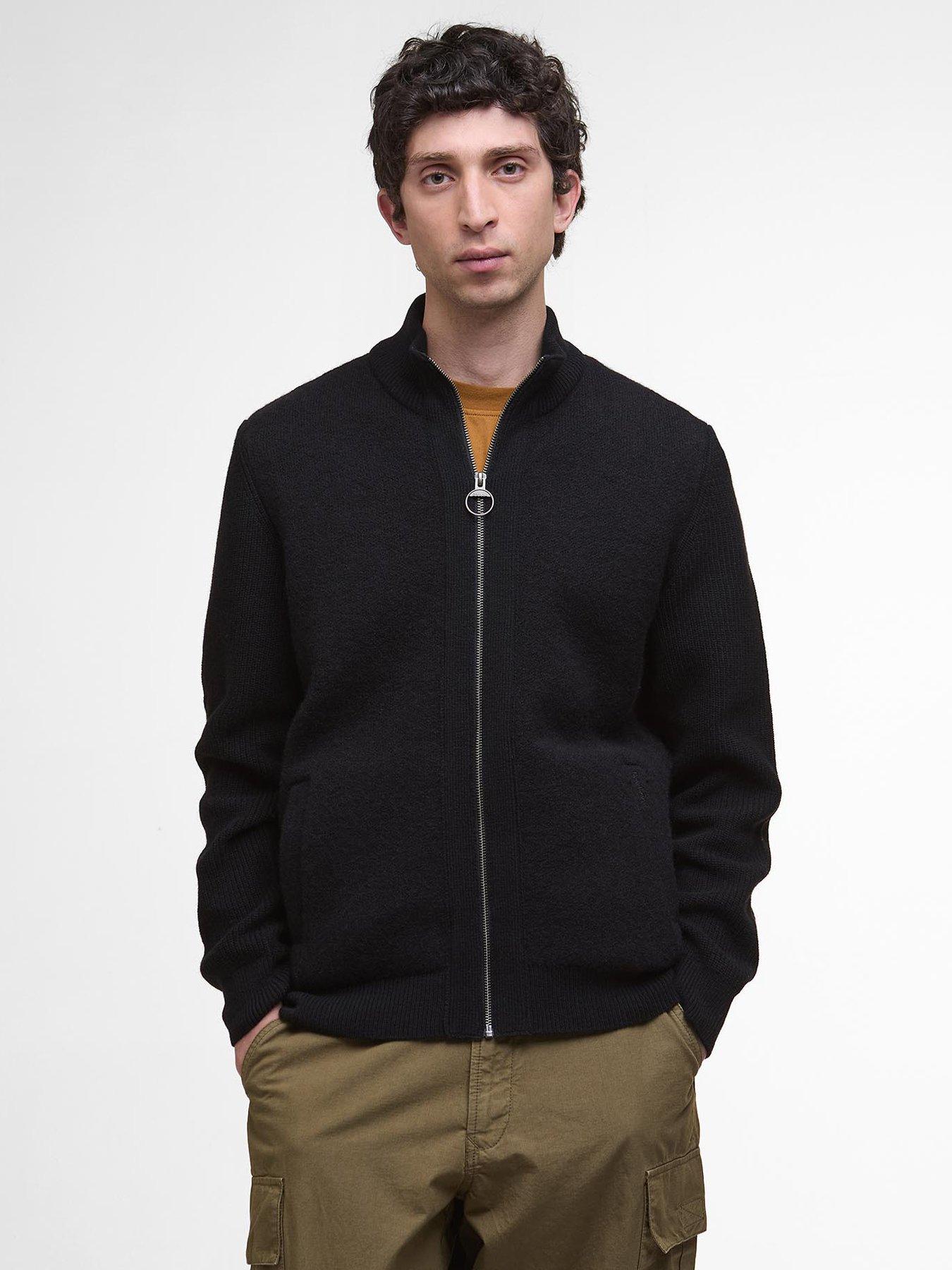Image 1 of 6 of Barbour Milburn Zip Through Knitted Jumper - Black