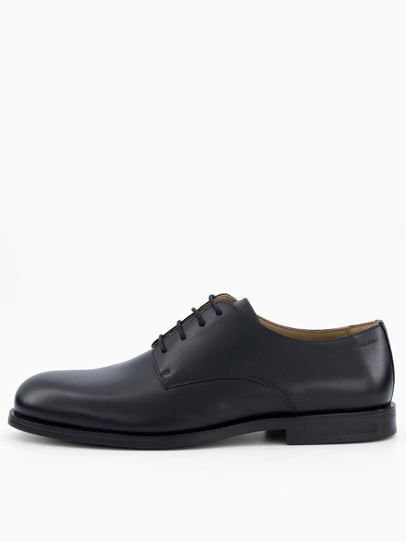 Calvin Klein Rubber Derby Leather Dress Shoes - Black