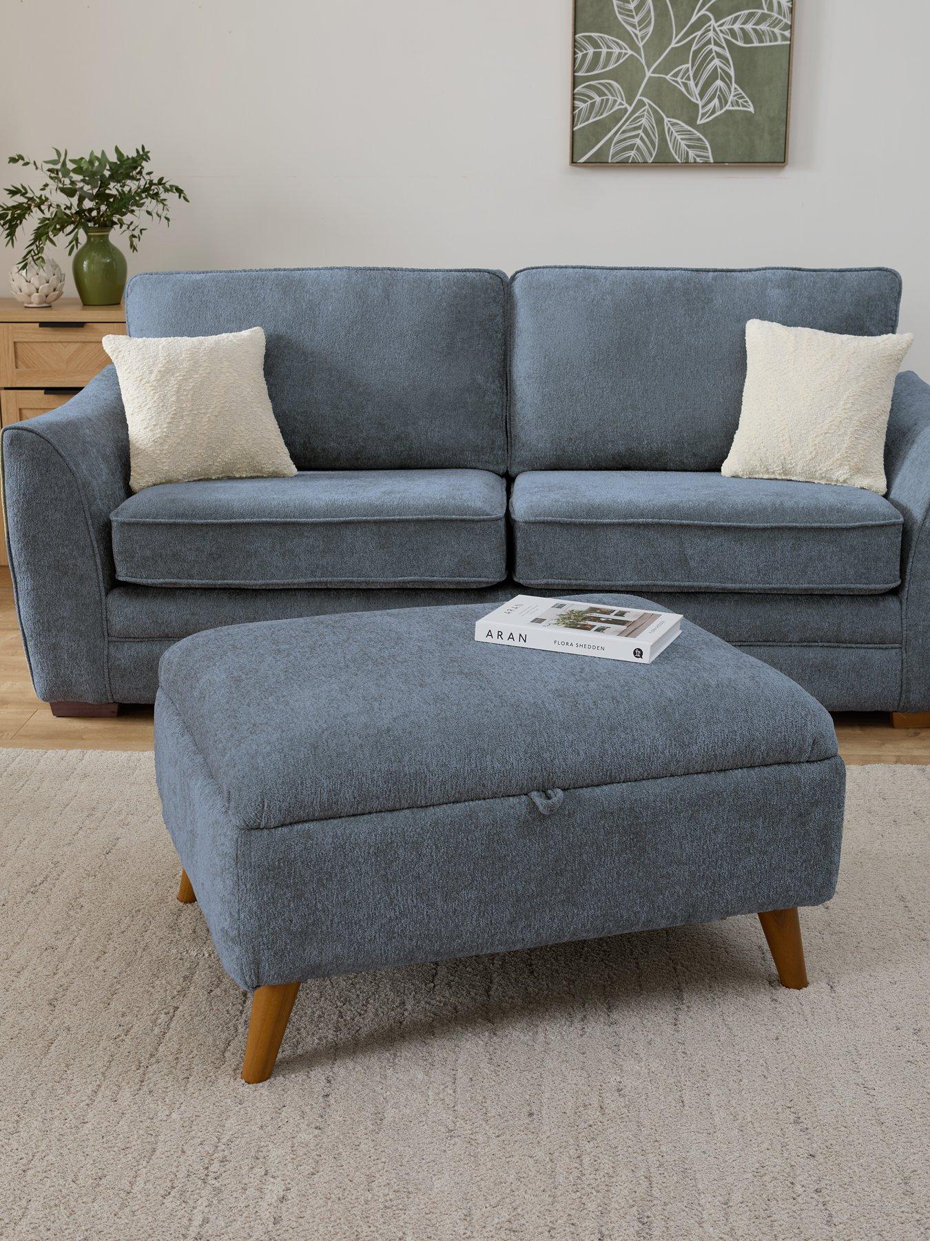 Very Home Trinity Fabric Storage Footstool - Made to order in the UK