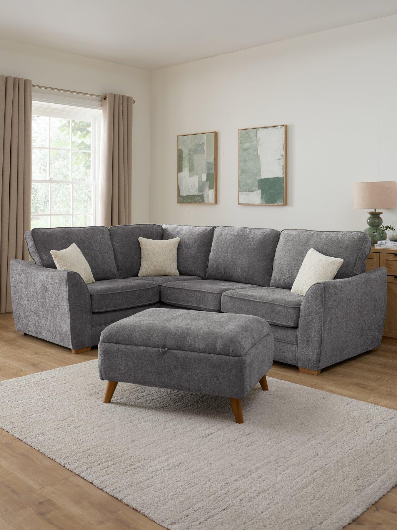 Very Home Trinity Fabric Left Hand Double Arm Corner Group Sofa with Storage Footstool - Made to Order in the UK