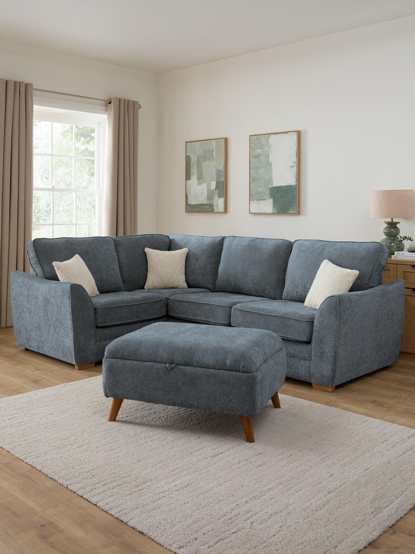 Very Home Trinity Fabric Left Hand Double Arm Corner Group Sofa with Storage Footstool - Made to Order in the UK