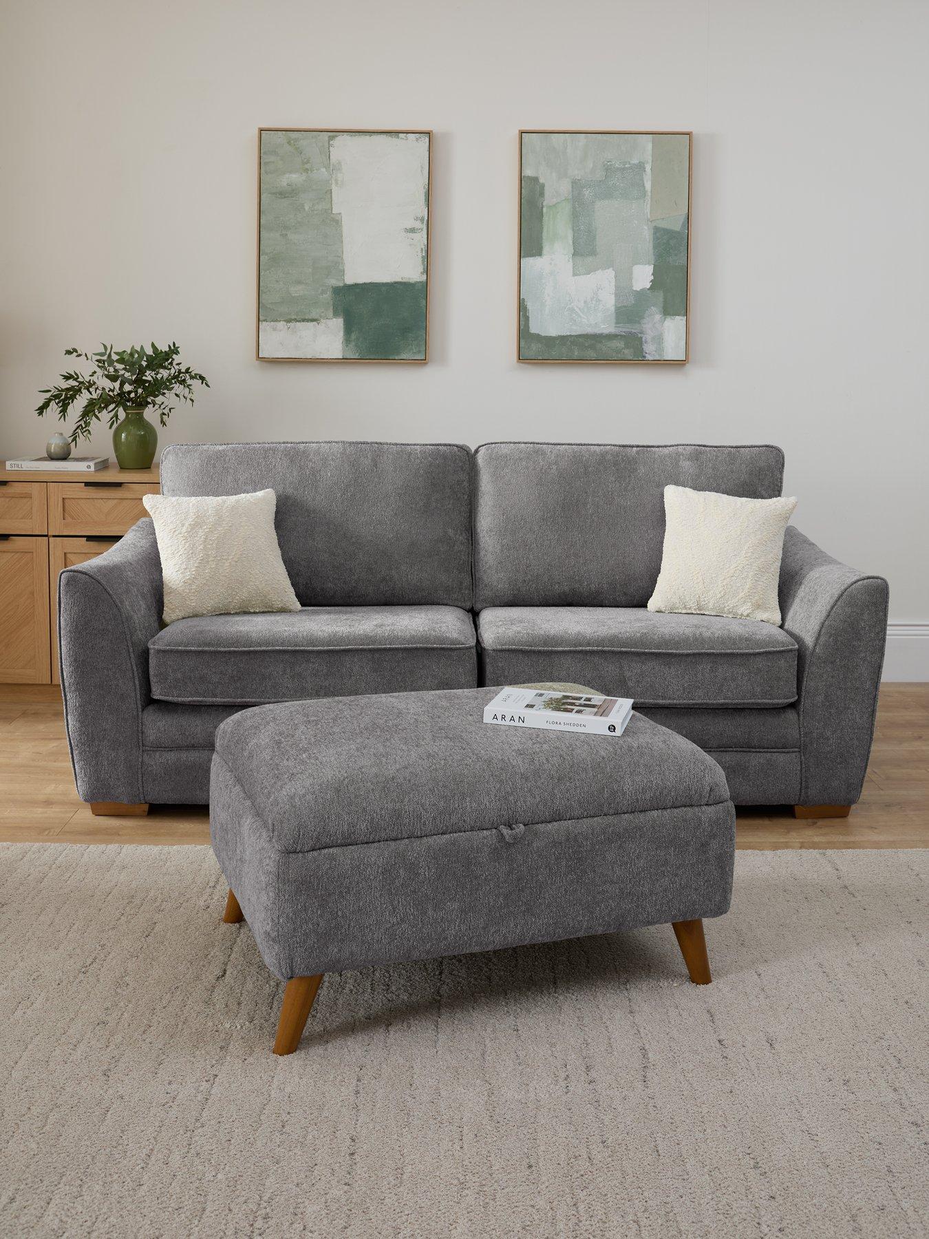 The Very Collection Trinity Fabric 3 Seater Sofa with Storage Footstool - Made to Order in the UK