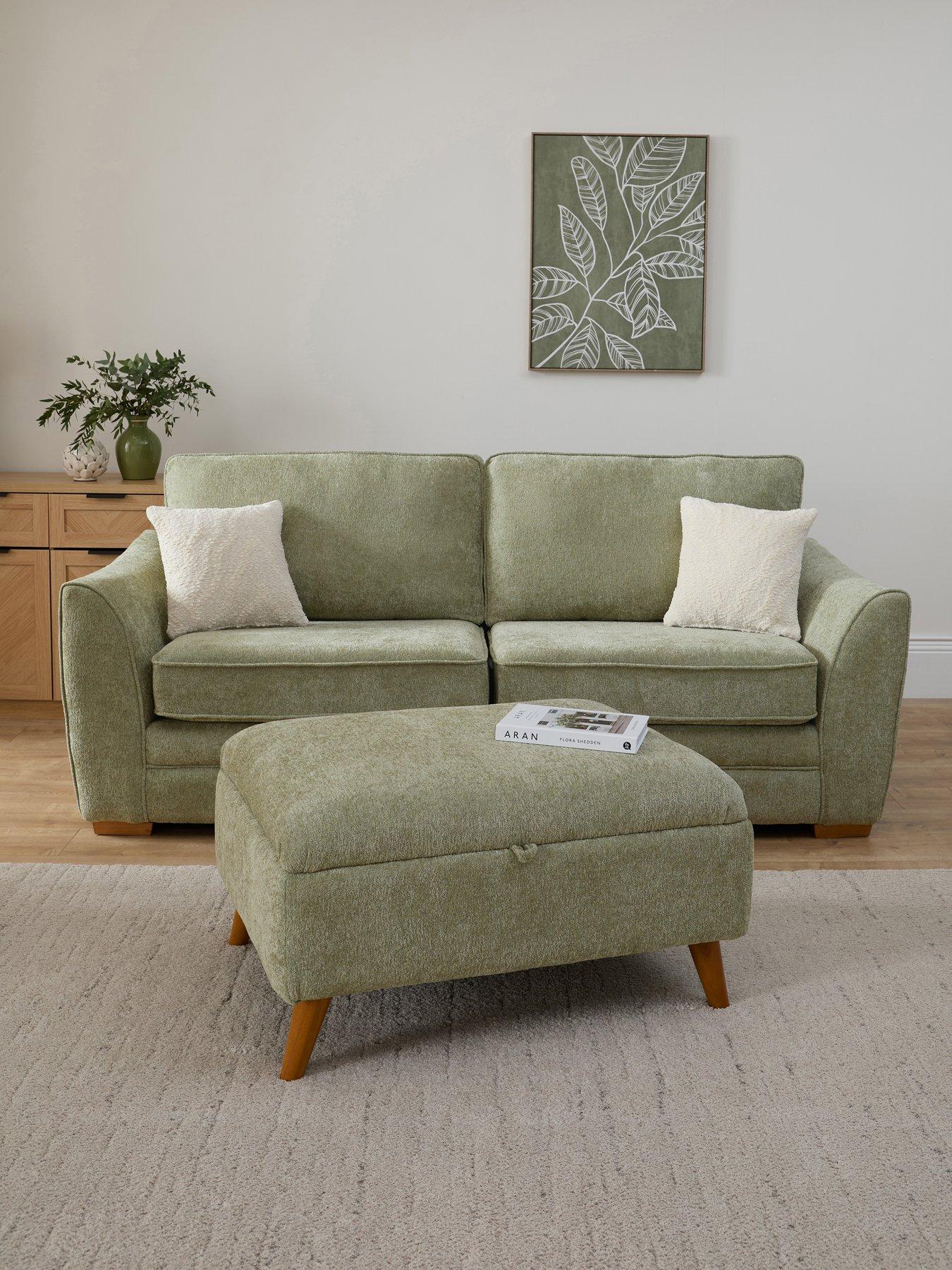 Image 1 of 7 of Very Home Trinity Fabric 3 Seater&nbsp;Sofa with Storage Footstool - Made to Order in the UK