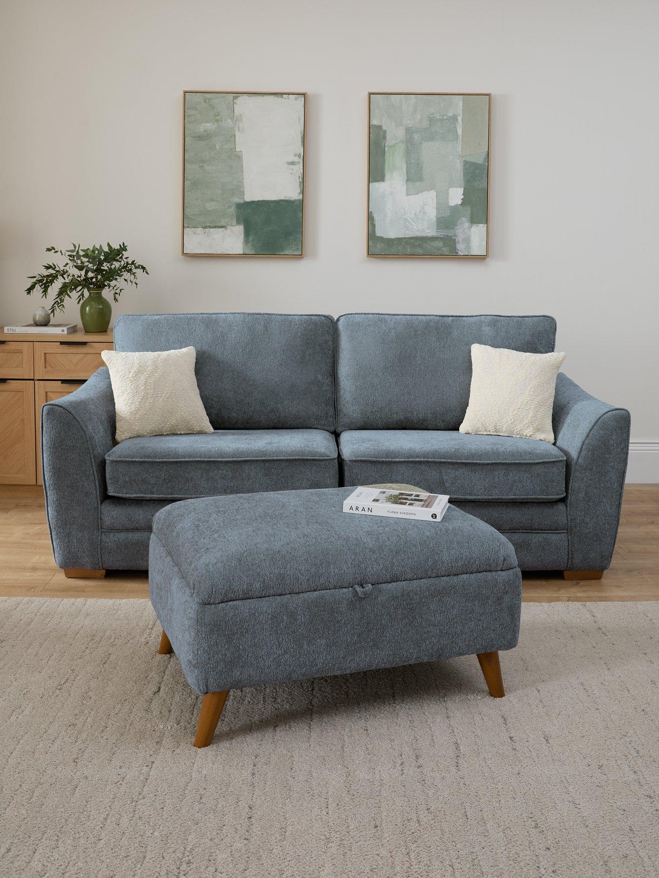 Very Home Trinity Fabric 3 Seater Sofa with Storage Footstool - Made to Order in the UK