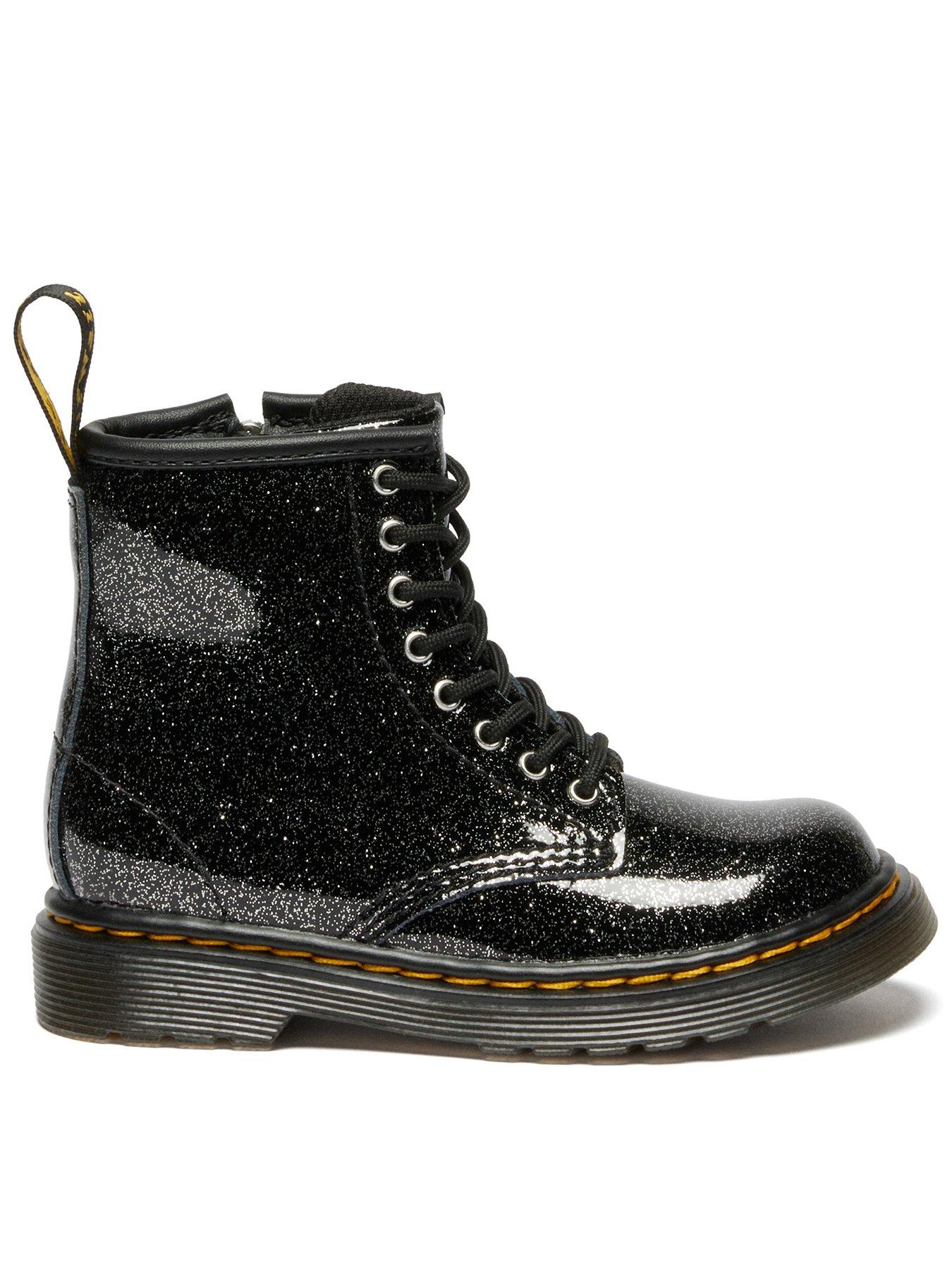 Dr Martens Toddler 1460 T 8 Eye Boot Silver Nebula Glitter - Black