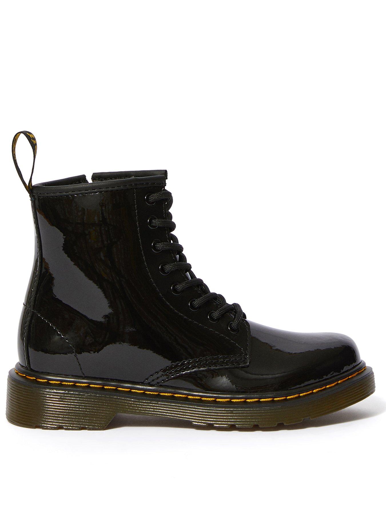Dr Martens Junior 1460 Patent Leather Lace Up Boots - Black