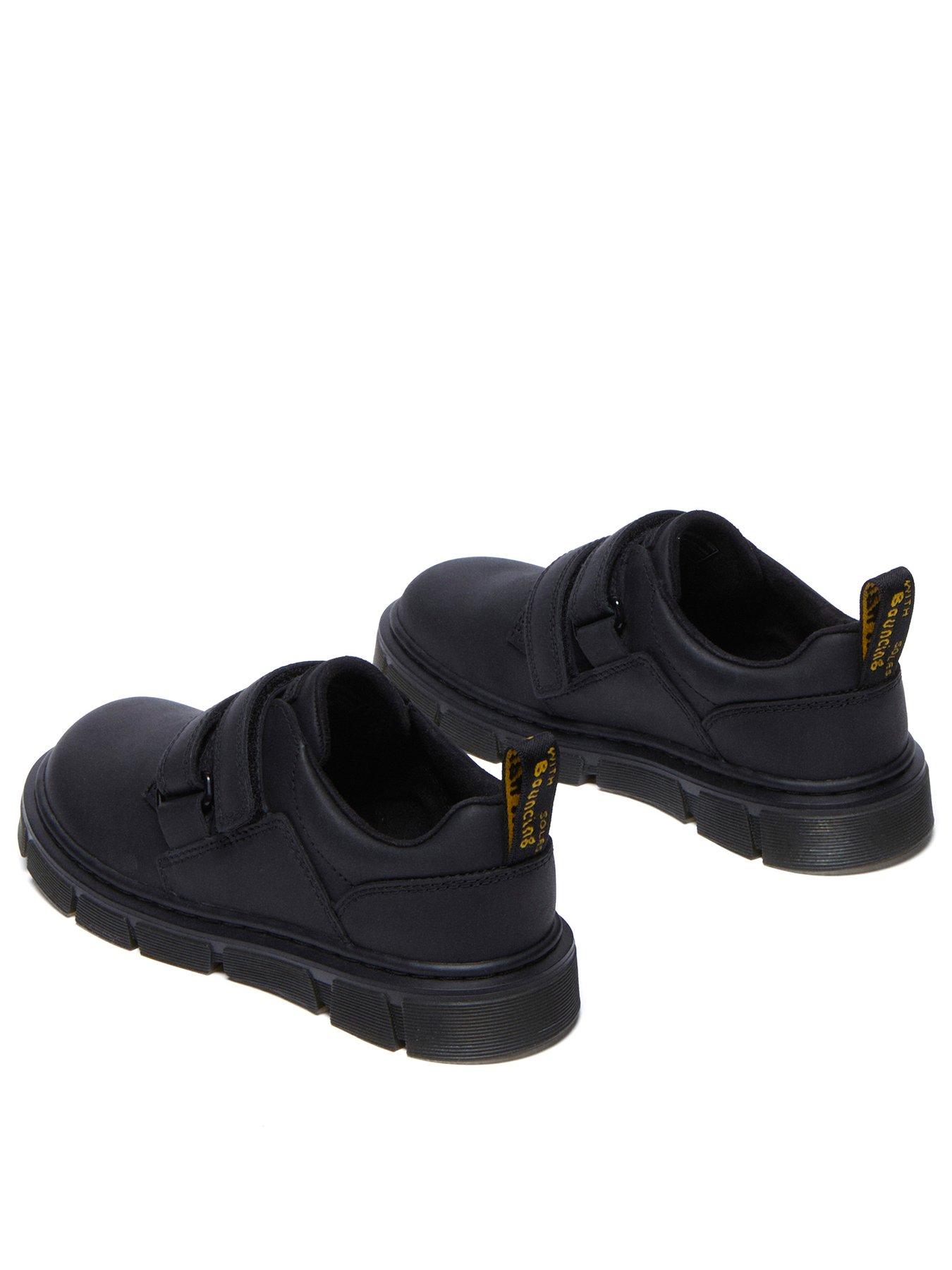 Image 3 of 7 of Dr Martens Junior Raffe Leather Double Strap Shoes - Black