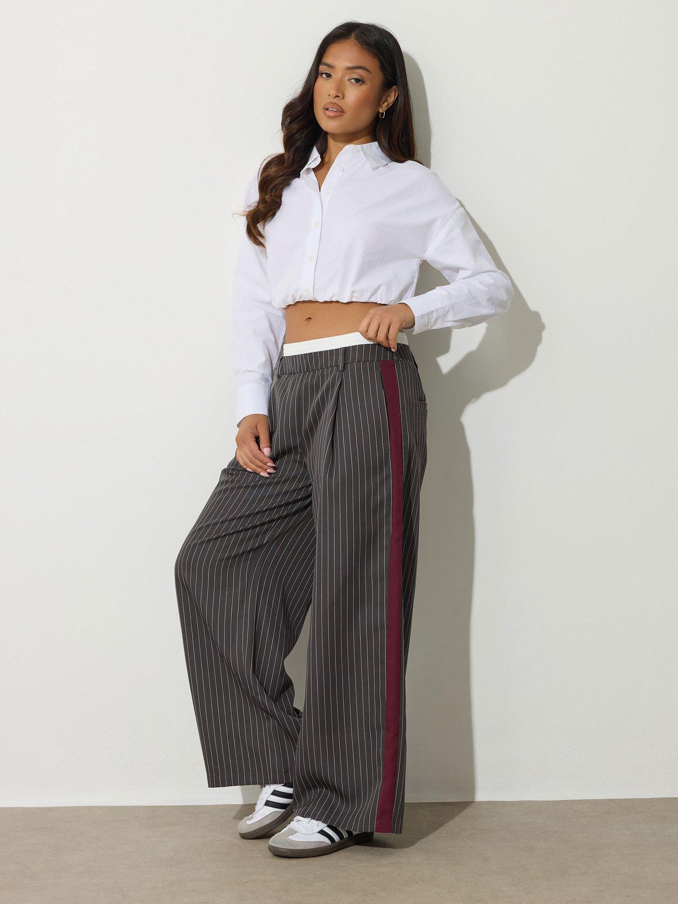 PixieGirl Petite Boxer Side Stripe Trouser - Grey