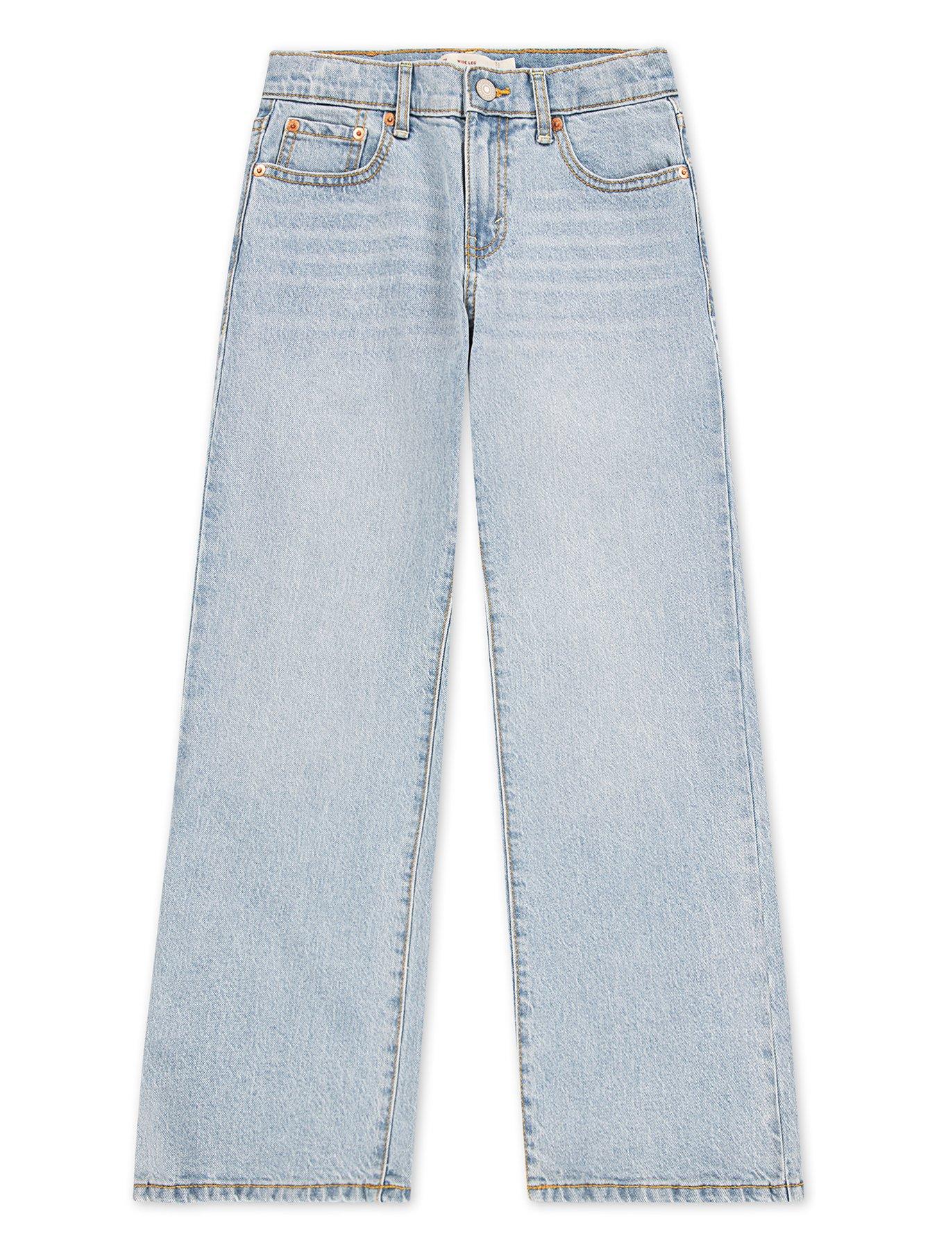 Levi's Girls Wide Leg Jeans W/Destruction - Blue