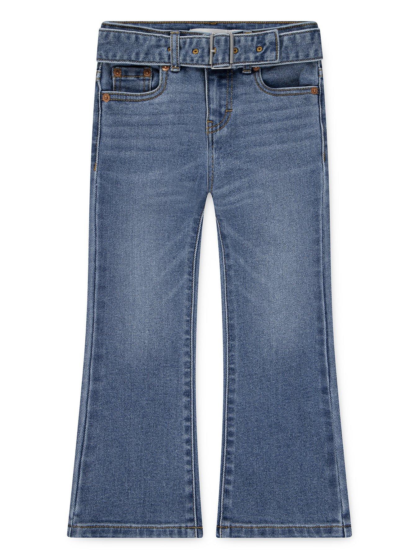 Levi's Girls Regular High Rise Flare Jeans W/Belt - Blue