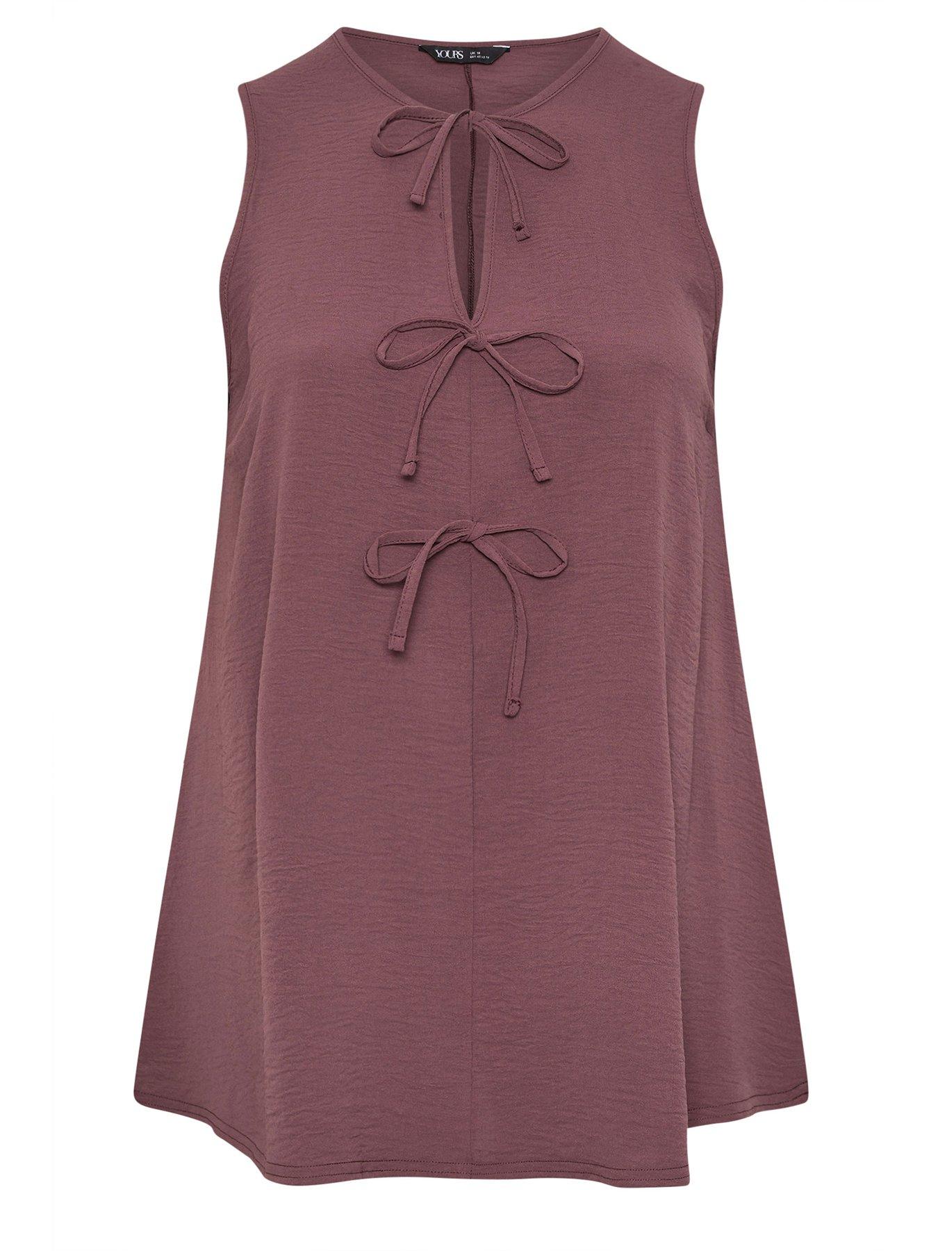 Image 5 of 5 of Yours Curve Tie Smock Vest - Purple