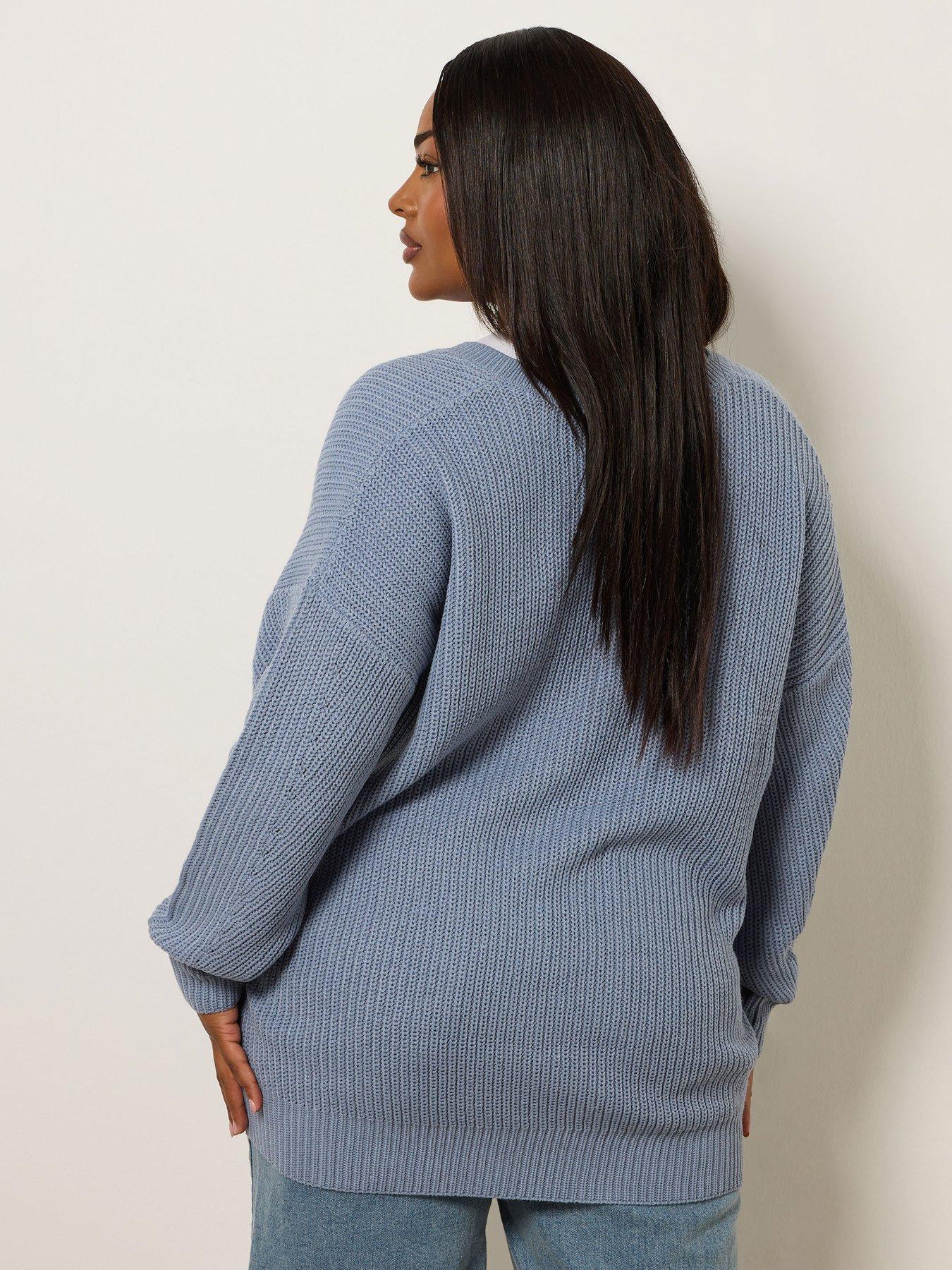Image 2 of 6 of Yours Curve Drop Shoulder Jumper - Blue