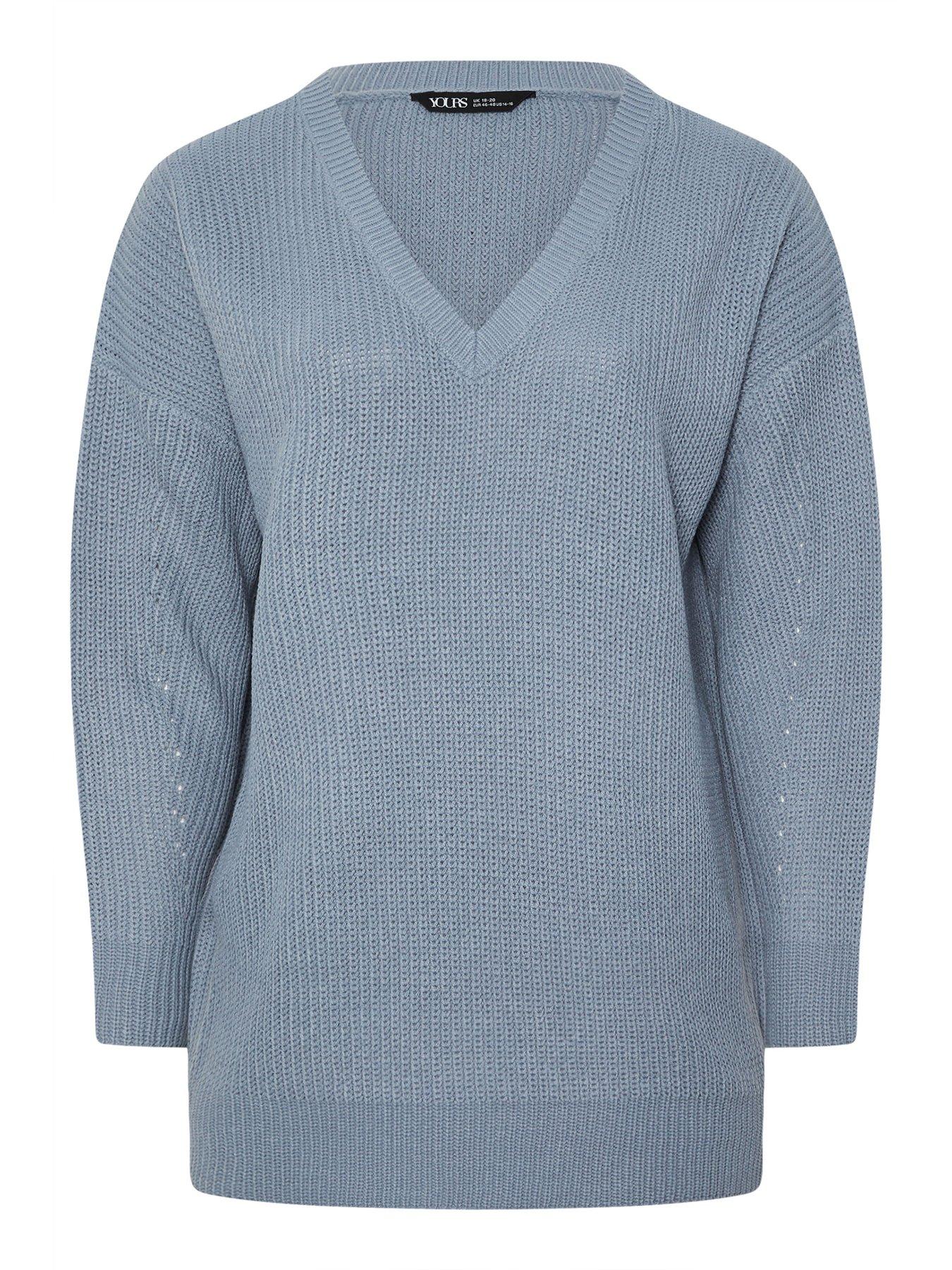 Image 6 of 6 of Yours Curve Drop Shoulder Jumper - Blue