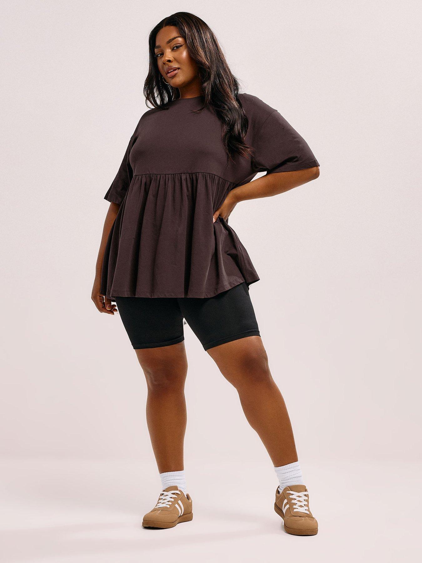 yours-curve-short-sleeve-peplum-top-brownback