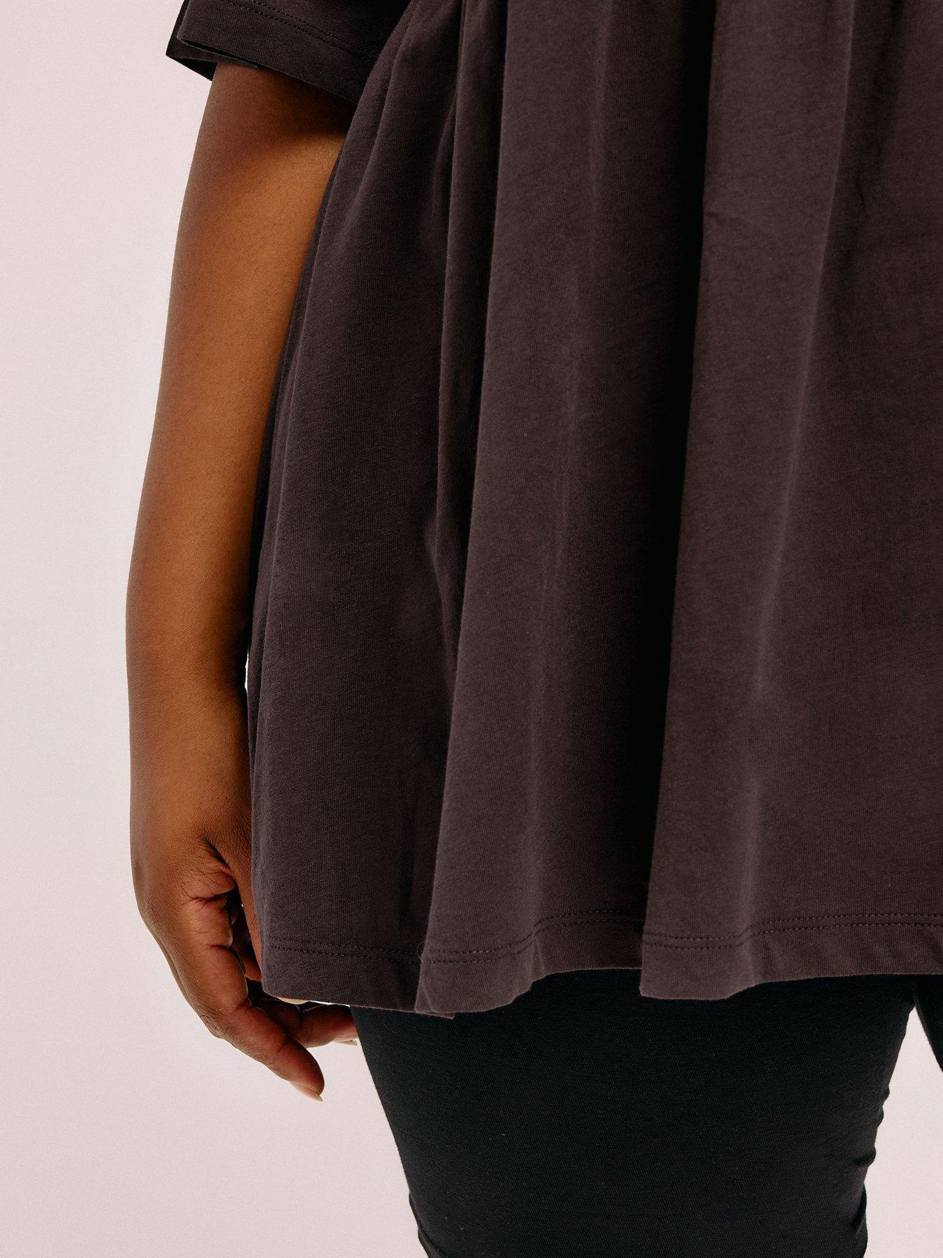 yours-curve-short-sleeve-peplum-top-brownoutfit