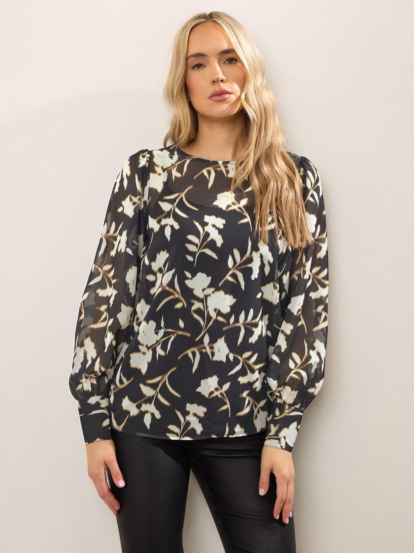 Long Tall Sally Scoop Neck Georgette Top - Black