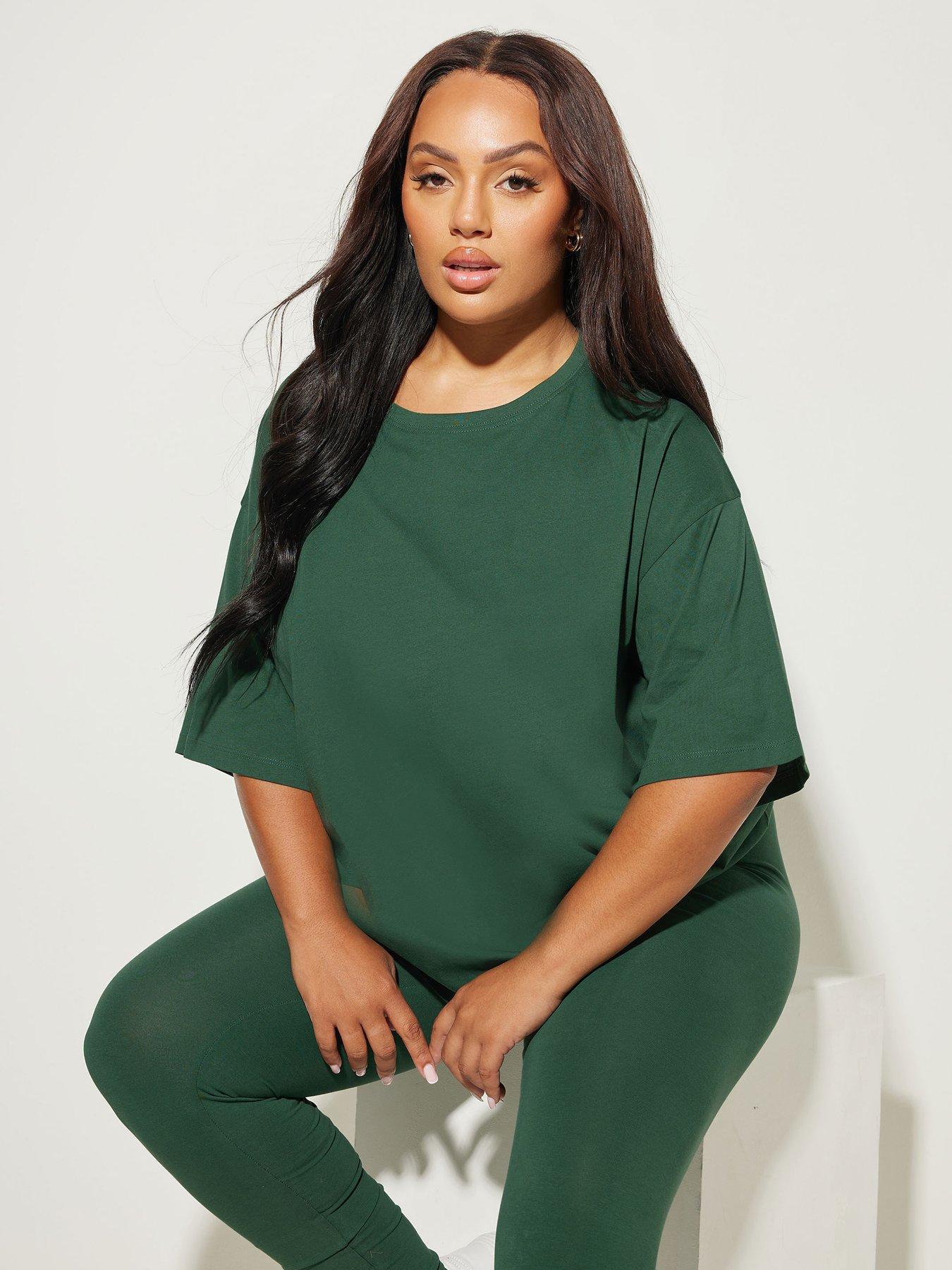 yours-curve-relaxed-longline-t-shirt-greenfront