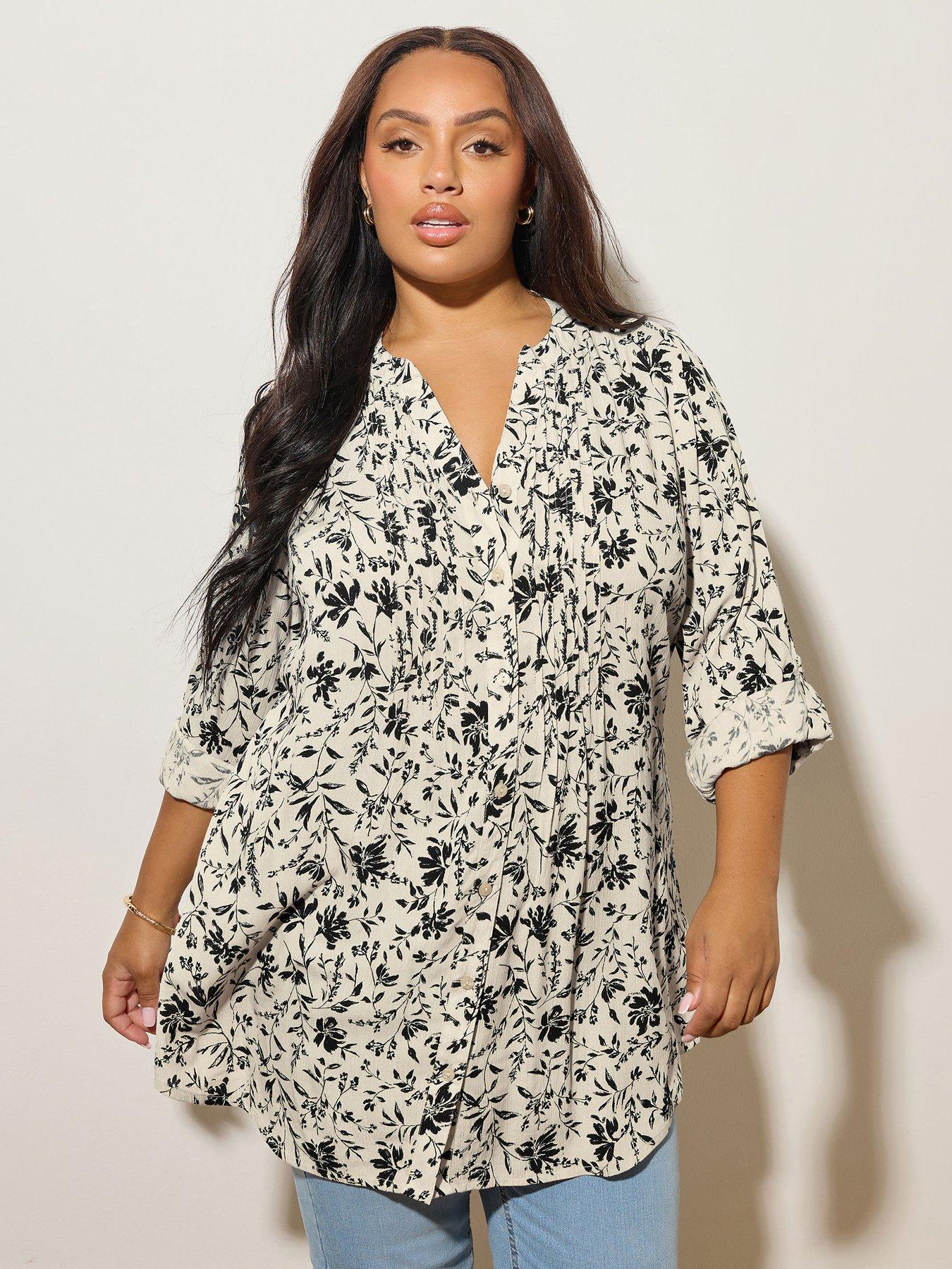 Yours Curve Pintuck Blouse - Natural