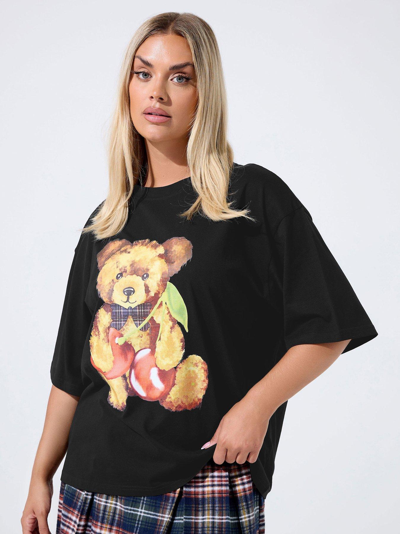 yours-curve-teddy-tartan-t-shirt-blackfront