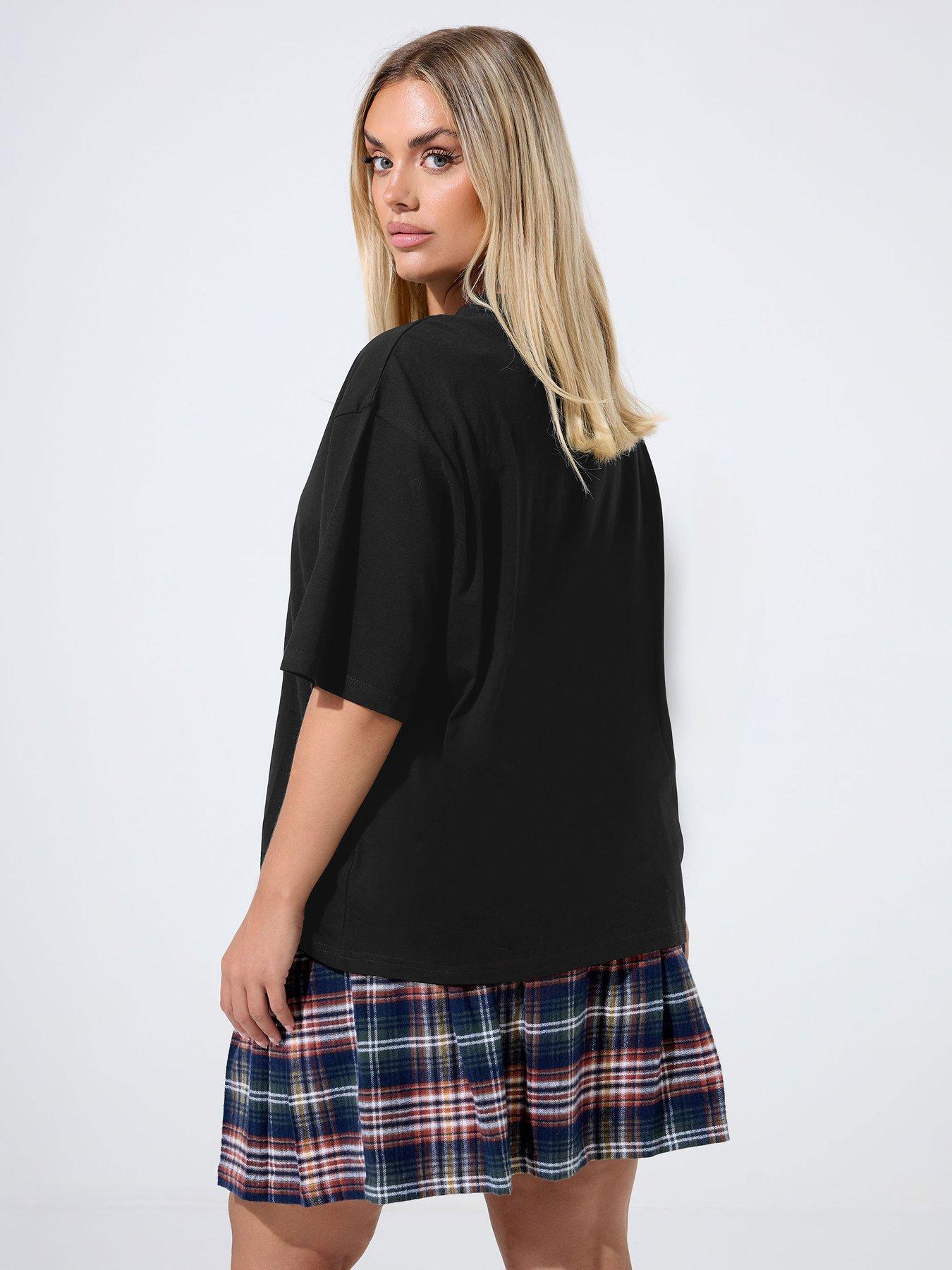 yours-curve-teddy-tartan-t-shirt-blackstillFront