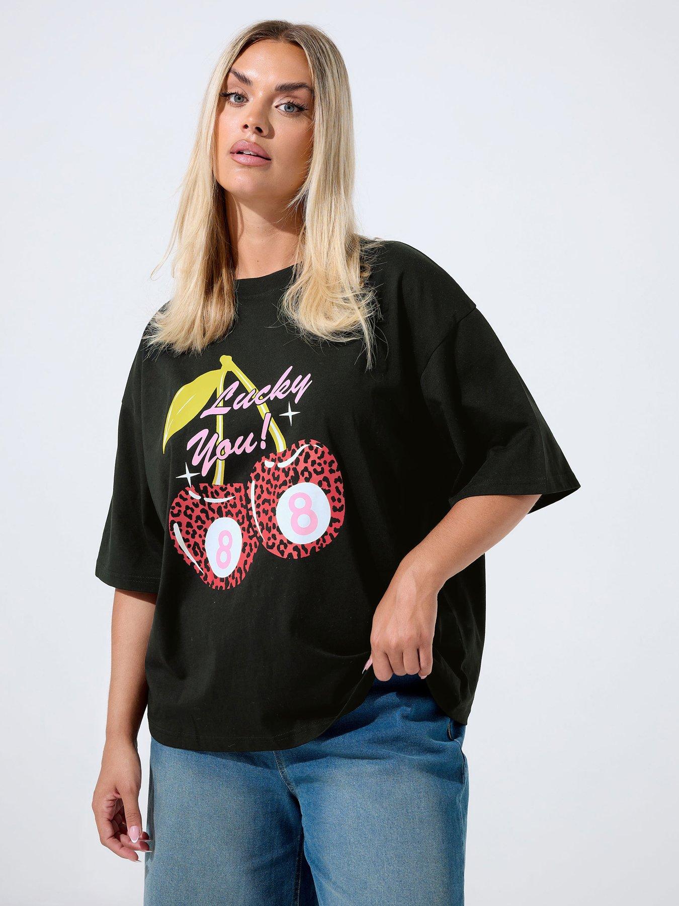 yours-curve-cherry-graphic-t-shirt-blackfront