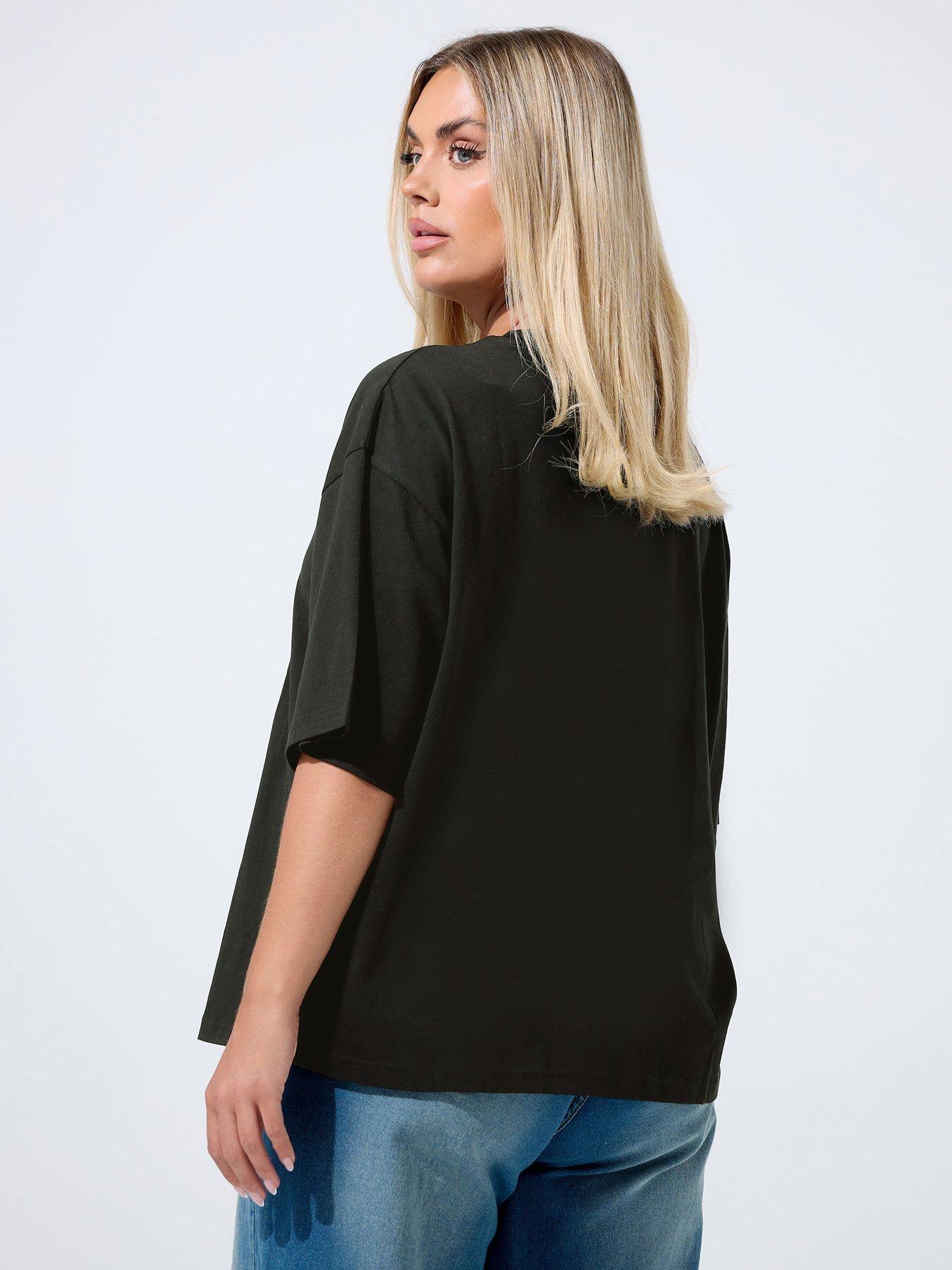 Image 2 of 5 of Yours Curve Cherry Graphic T-Shirt - Black