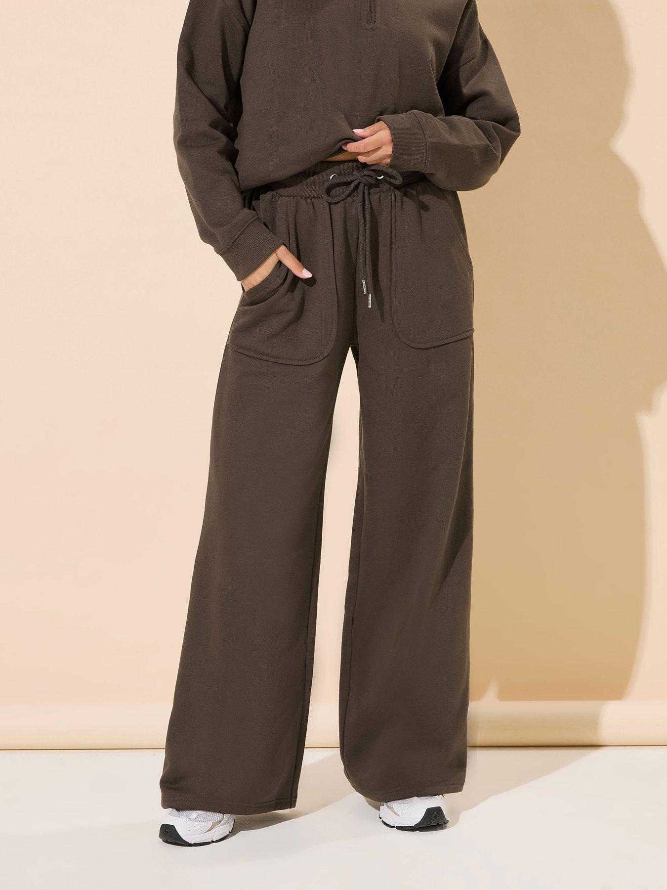 pixiegirl-petite-patch-pocket-wide-leg-jogger-brown