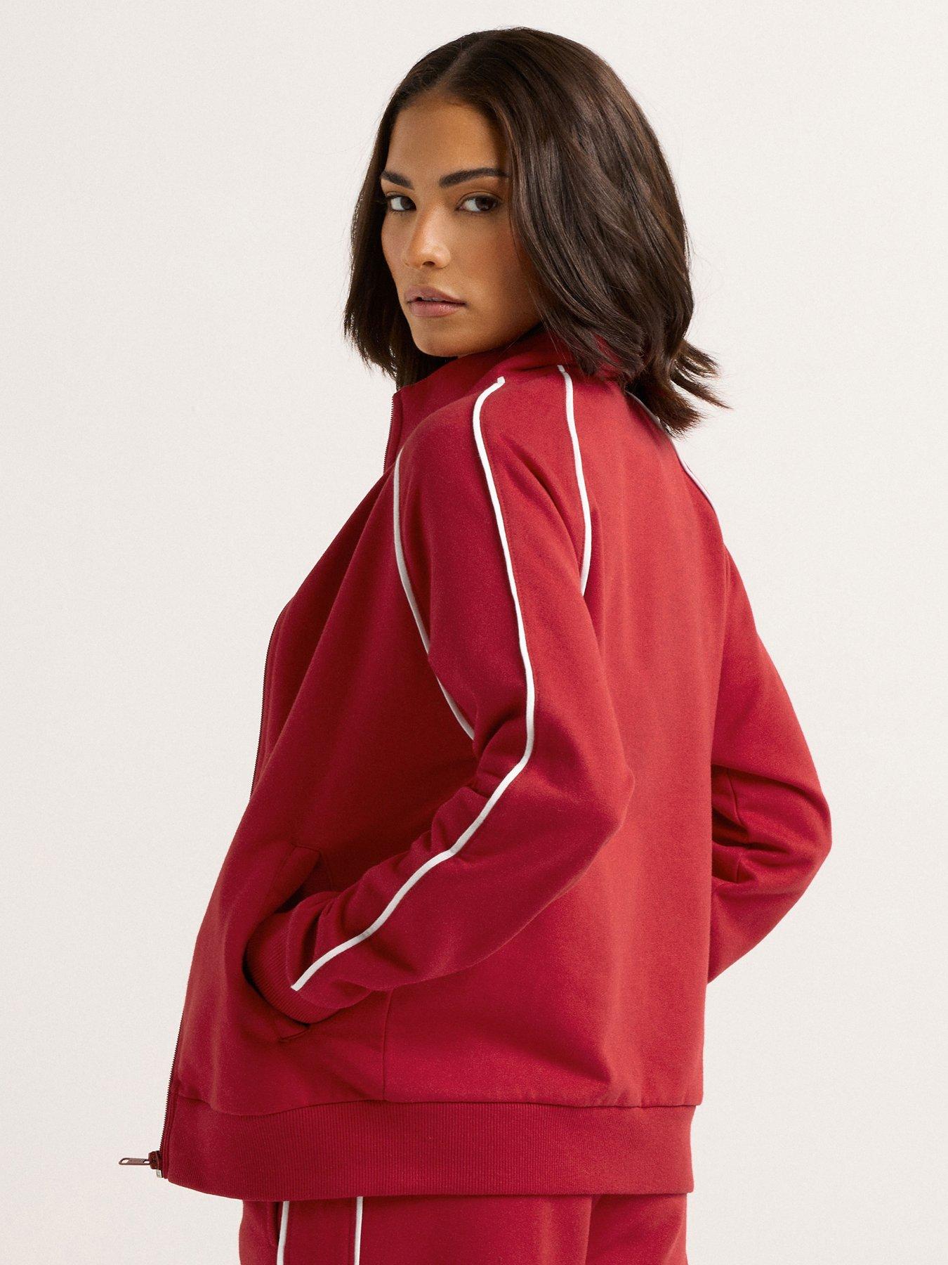 pixiegirl-petite-piping-zip-thru-sweatshirt-redstillFront