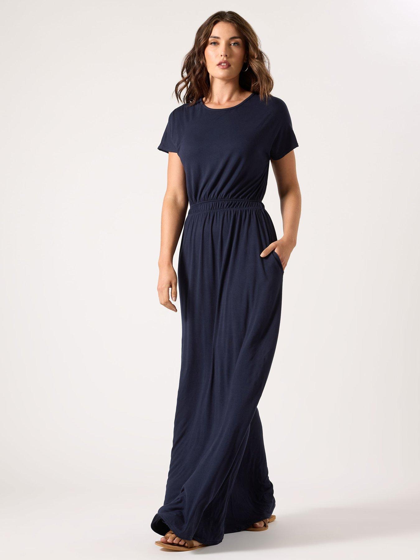 Long Tall Sally Shirred Waist Maxi Dress - Blue