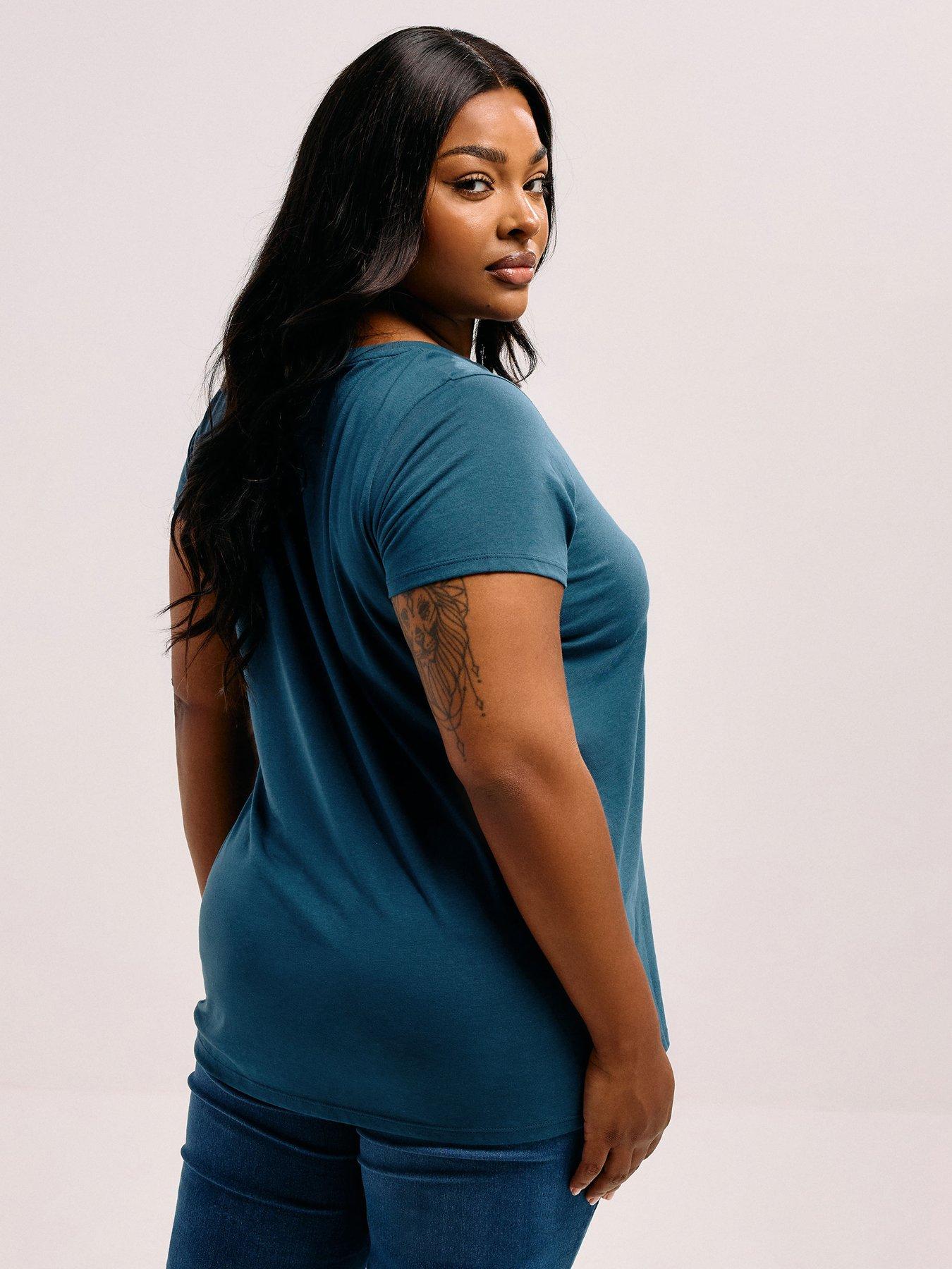 Image 2 of 6 of Yours Curve Core Basic 3 Pack T-Shirt - Brown