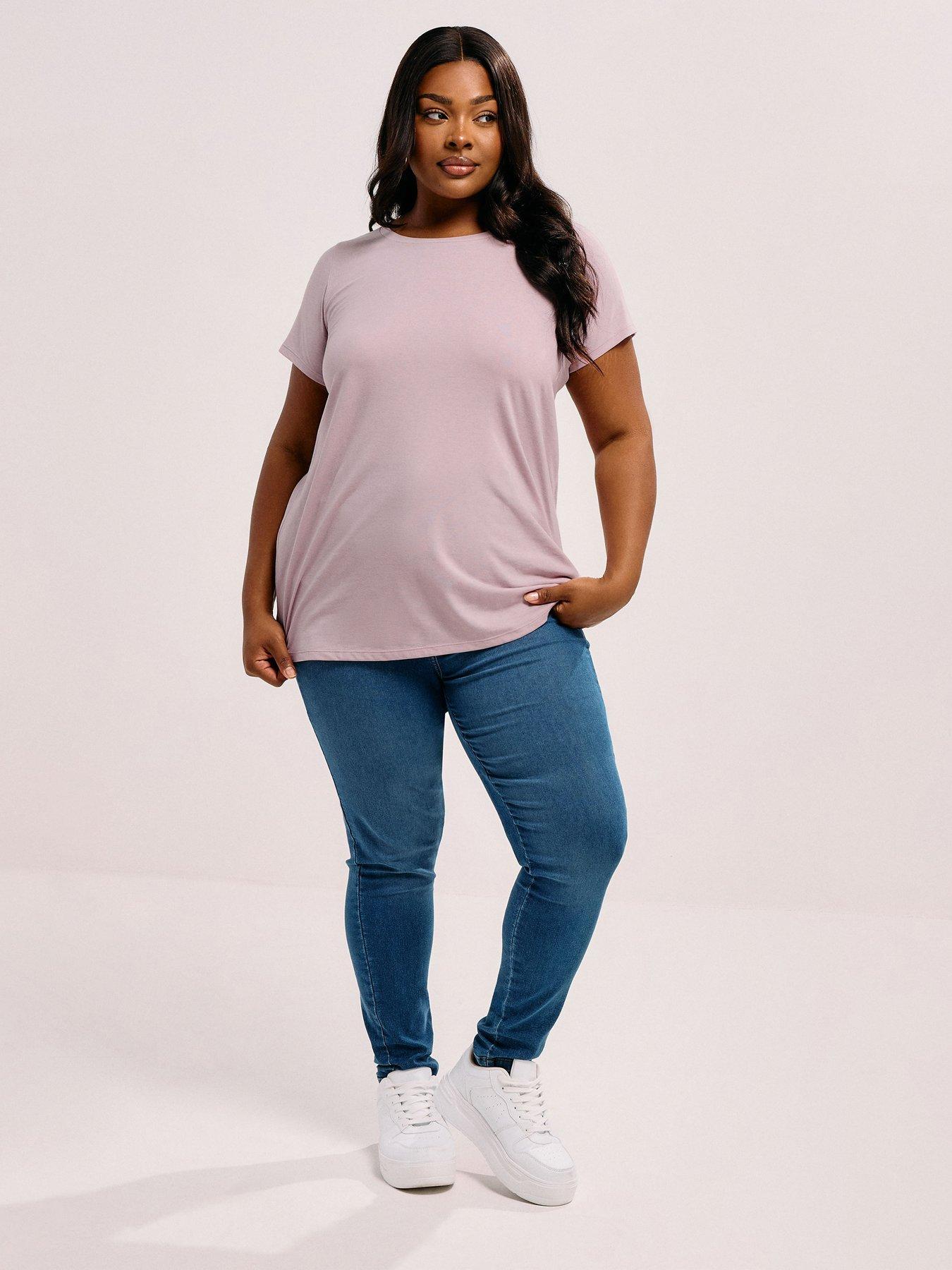Image 4 of 6 of Yours Curve Core Basic 3 Pack T-Shirt - Brown